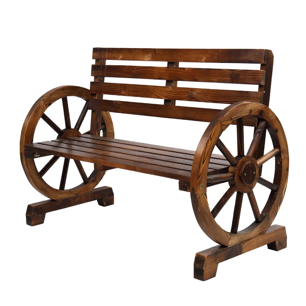 Wooden Wagon Wheel Bench, picture 5 of 5