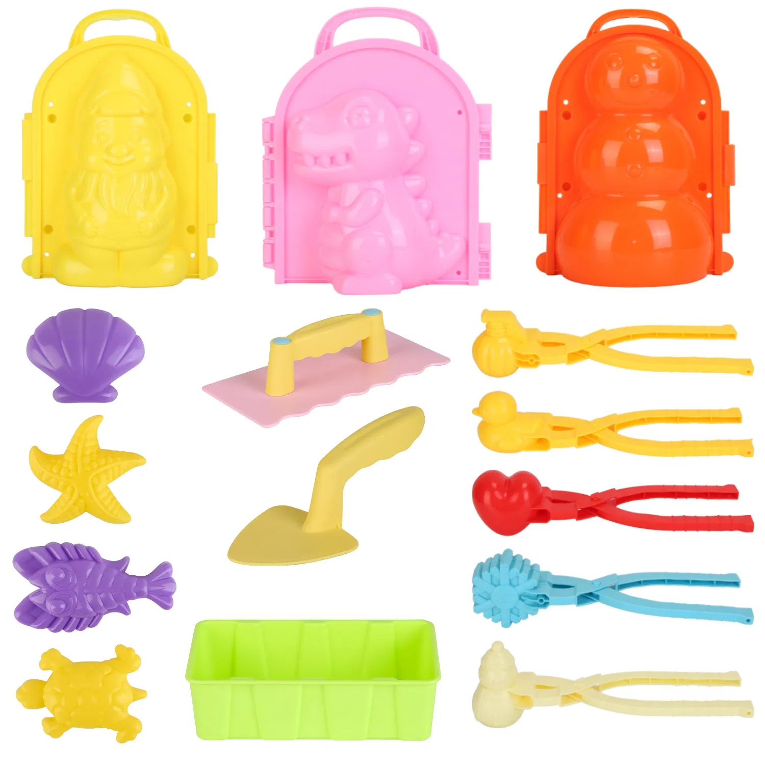 15Pcs Winter Snowball Tool Kit Kids Snow Molds Outdoor Snow Beach Toys for Kids Toddlers Adults Snowman Snowflake Duck Dinosaur
