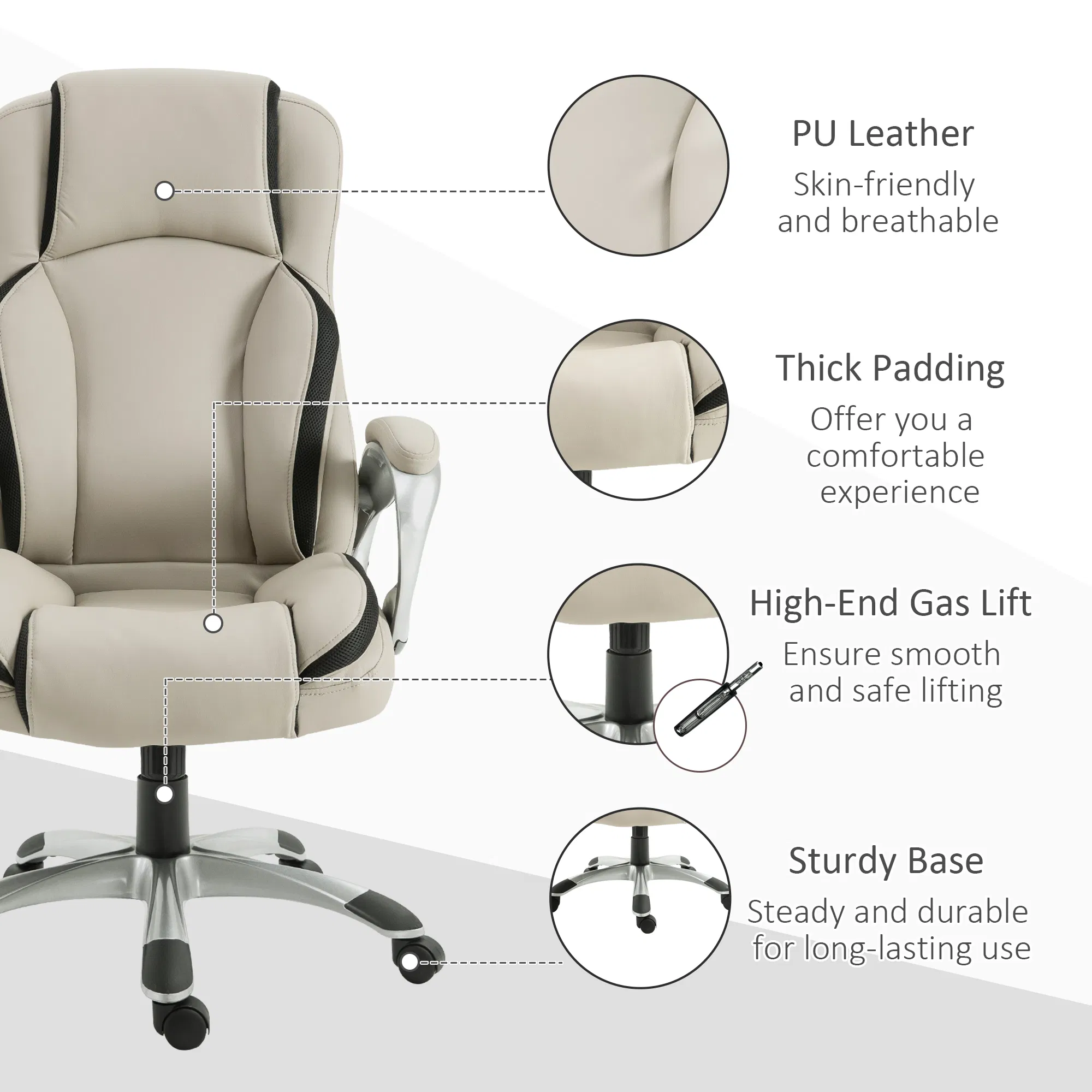 Office Chair PU Leather Executive on Rolling Wheels Task β photo 5