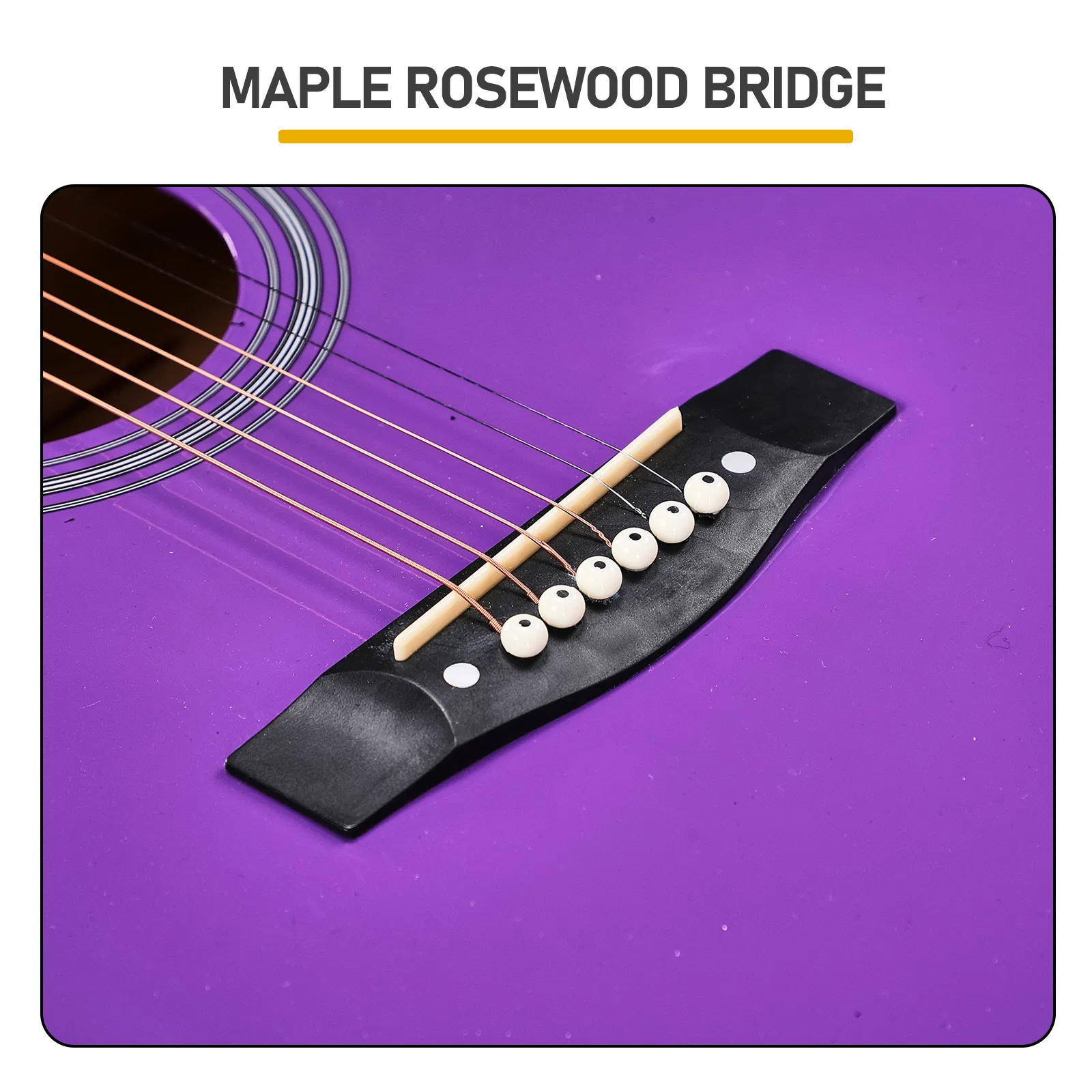 Purple 41-inch Dreadnought barrel-shaped cutaway acoustic guitar with pick, strings, capo, gig bag… image 9