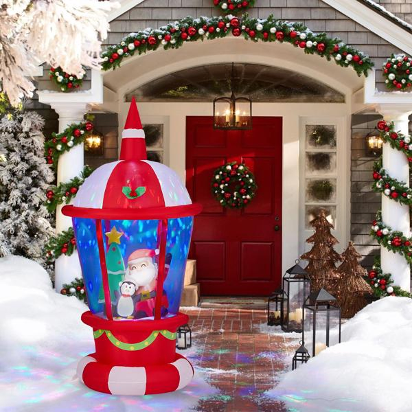 7.3FT Lighted Christmas Inflatable Decoration, Inflatable Lighthouse with Santa and Penguin, Funny Blow… image 13