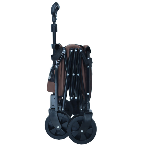 Expandable Dual-Layer Utility Wagon with 100% Extra Space - Grocery Cart for Camping, Shopping, Sports, Gardening, Fishing, Supports 225lbs, Brown -34