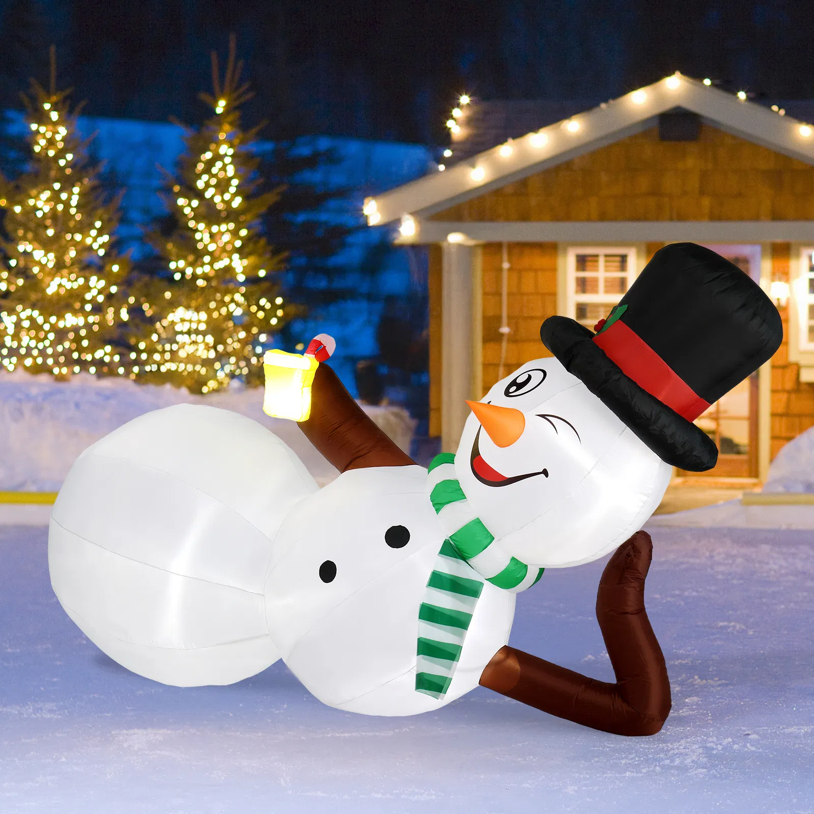 9.8 FT Lighted Christmas Inflatable Decoration, Large Inflatable Lying Snowman, Funny Blow Up Yard… image 5
