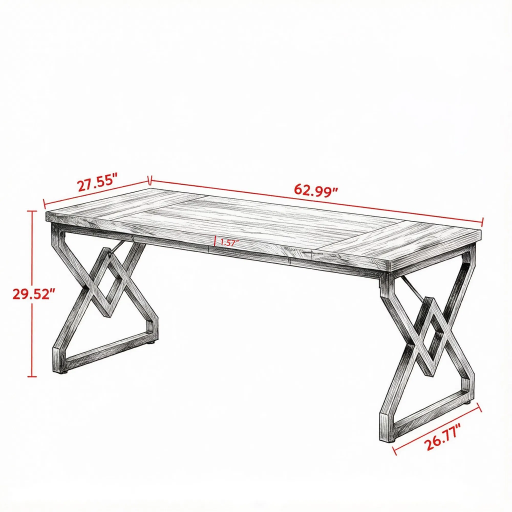 63-Inch Computer Desk, picture 4 of 5