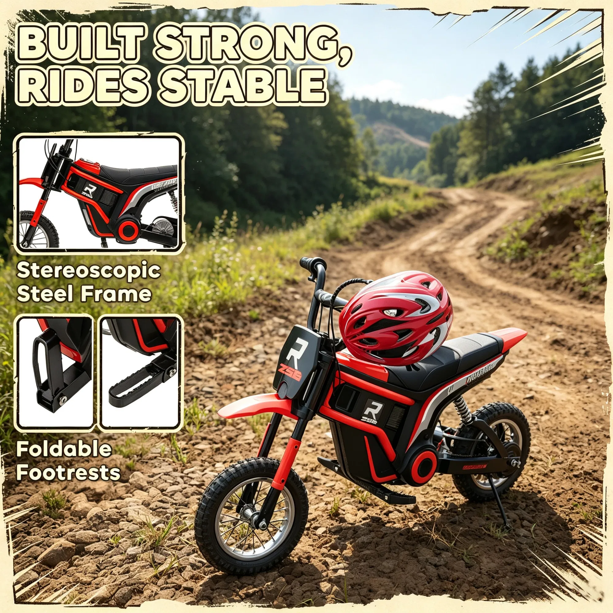 Red 12" Kids Electric Dirt Bike: 24V 350W Motor β photo 7