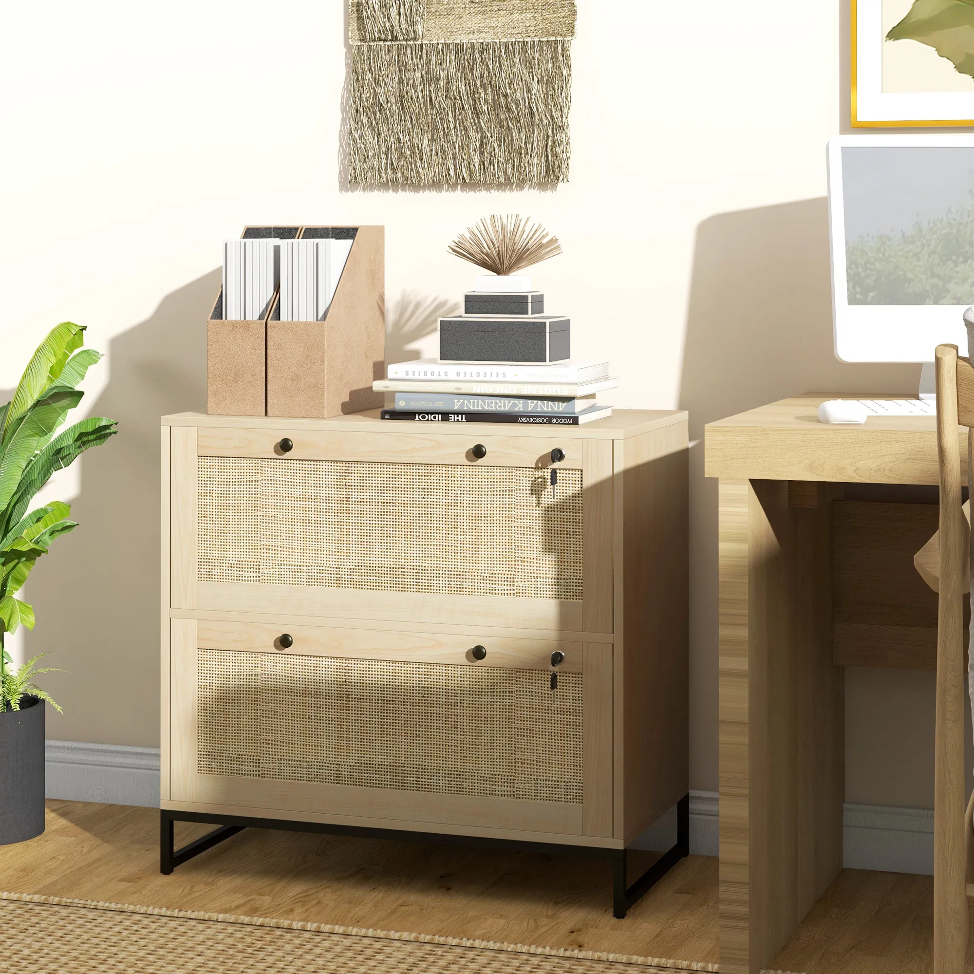 Rattan 2-Drawer Filing Cabinet, picture 2 of 5
