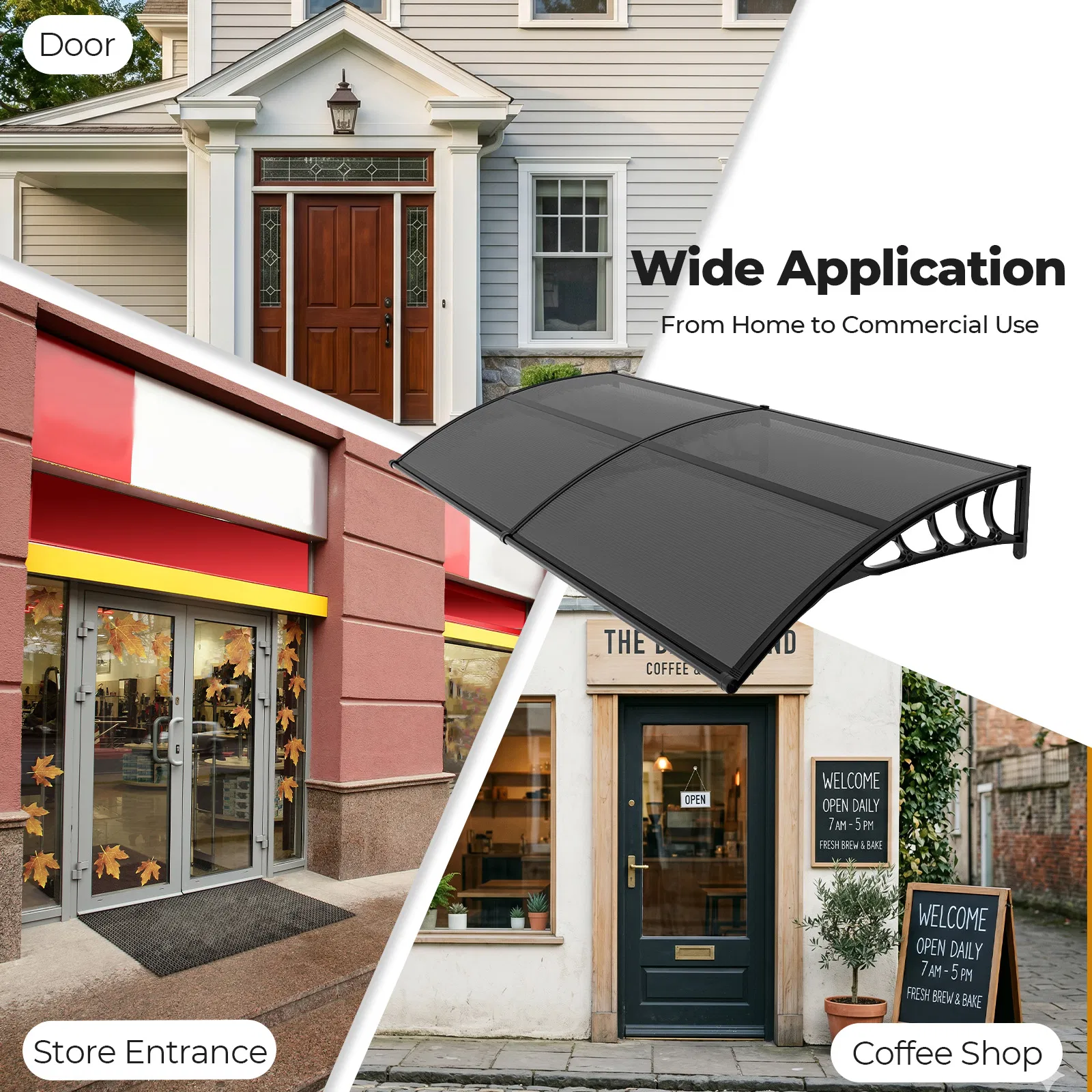 Awning for Door Entrance with Drainage Sink, 40x80 Inch Window Canopy Exterior, UV Rain Snow Protection… image 4