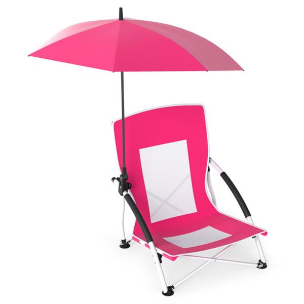 2 Pack Pink Umbrella Chair for Adults with Adjustable Parasol, Portable Backpack Beach Chair-13