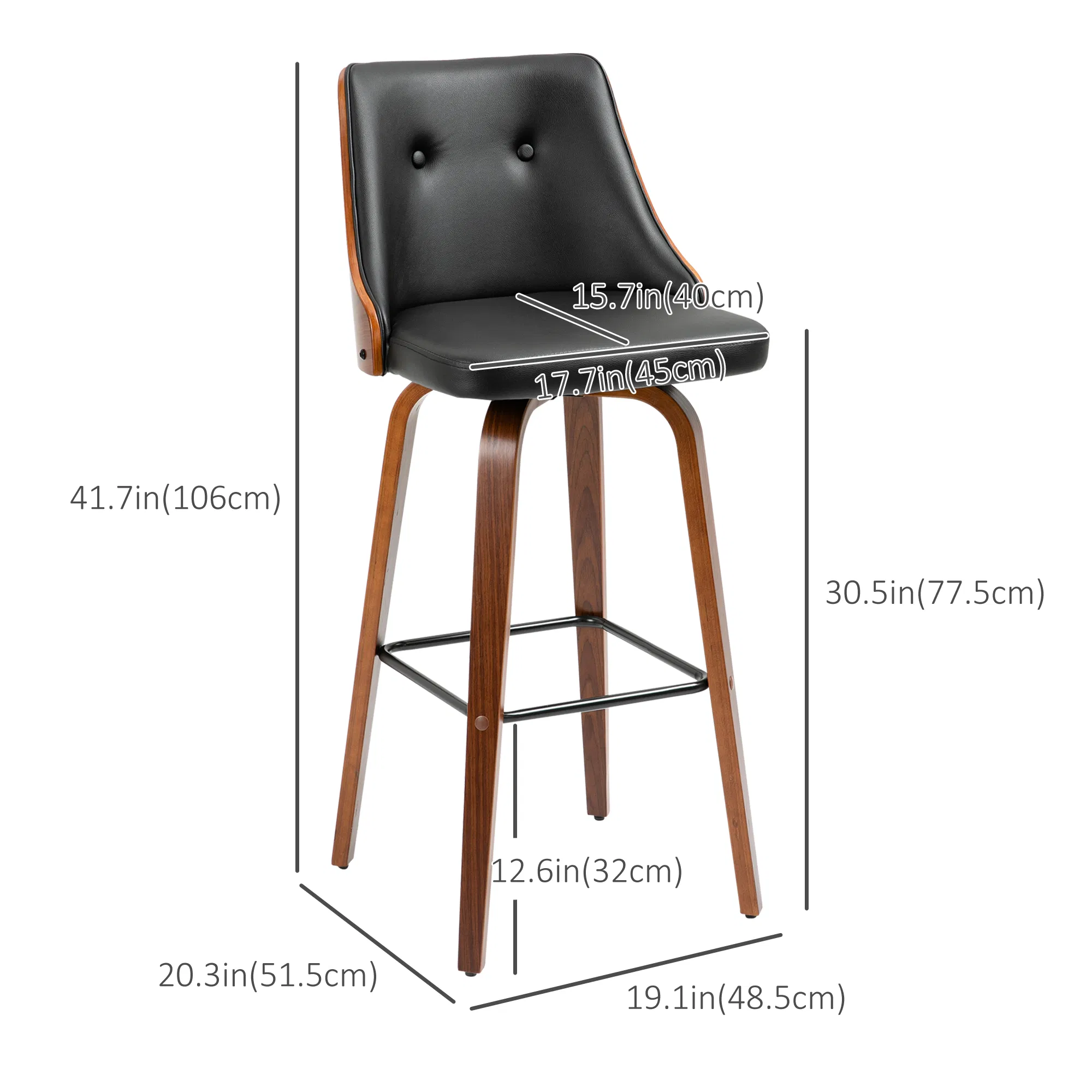 Swivel Bar Stools Set of 2, picture 4 of 5