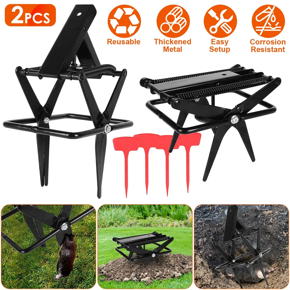 Powerful Mole Snap Trap - Thickened Waterproof Metal, Easy Foot-Step Setup, Humane Instant Kill, Safe for Lawn & Pets 12