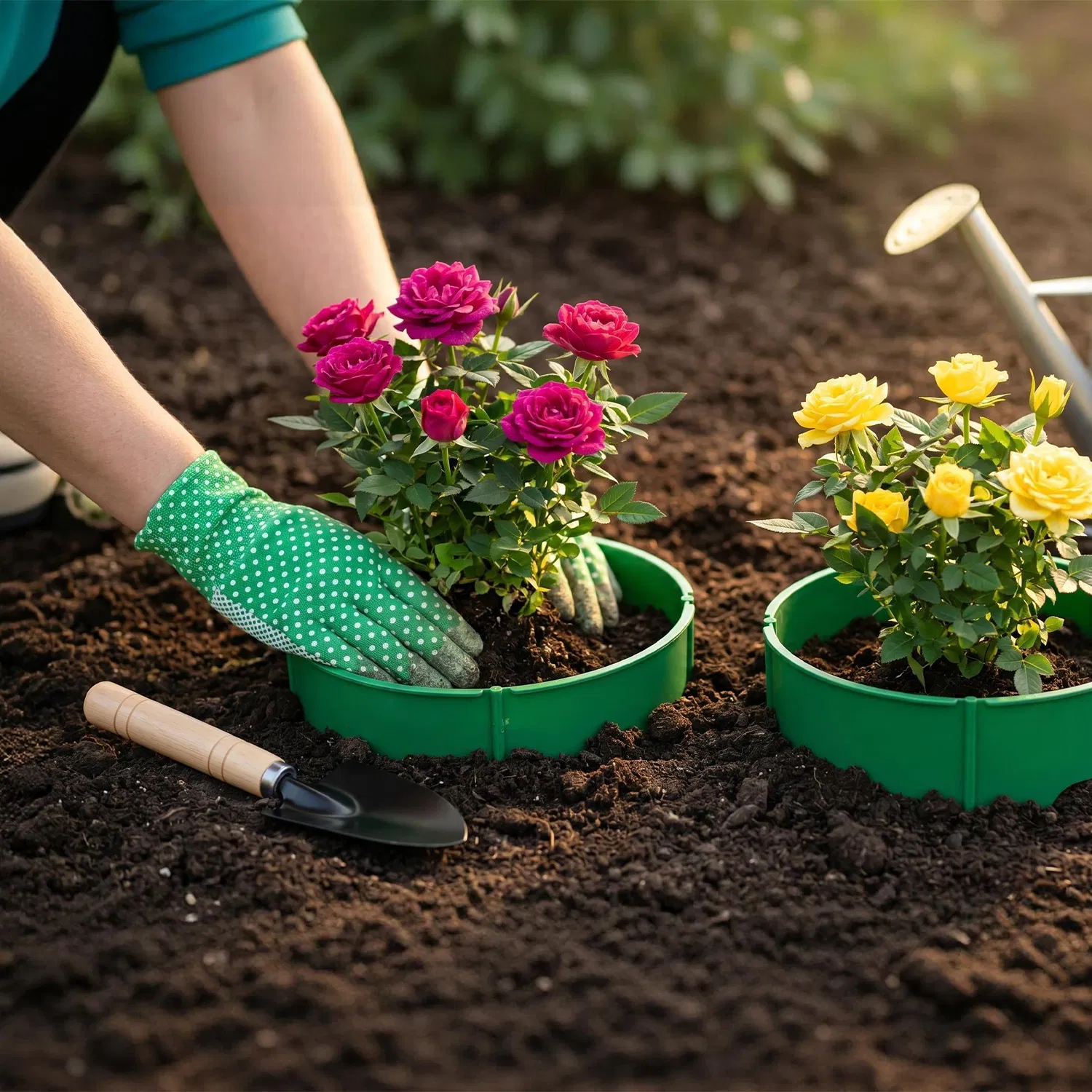 6Pcs/12Pcs 10in Planting Grow Rings Adjustable for Outdoor Plants Interlocking PP Plant Protection Rings with Hand Shovel Deep Watering Plant Guards for Vegetables Flowers Shrubs Tomatoes Garden Beds image 10