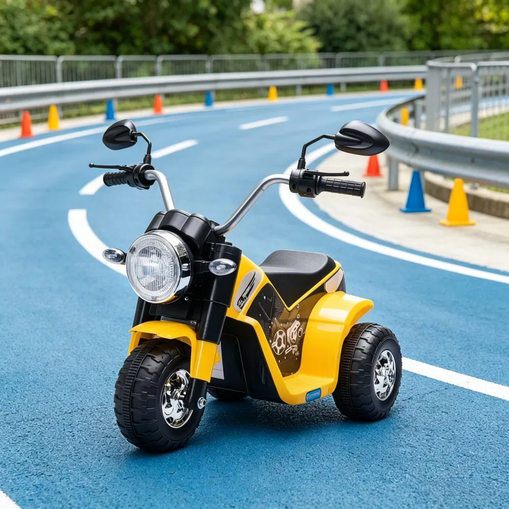 Yellow 6V Kids Electric Motorcycle 3-Wheels Motorbike Ride-on