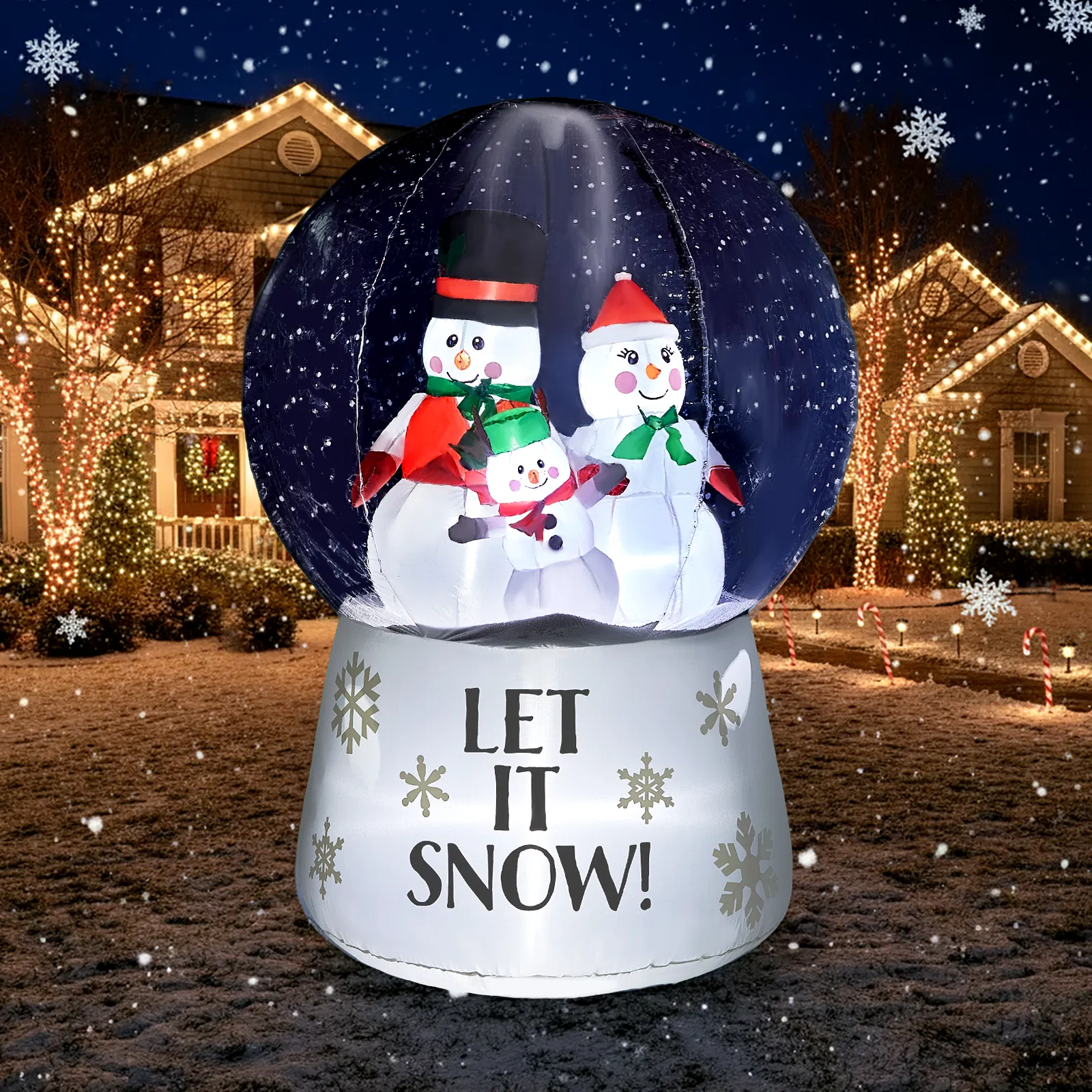 6 FT Lighted Christmas Inflatable Decoration, Large Inflatable Snow Globe with Snowman Family, Funny Blow… image 8