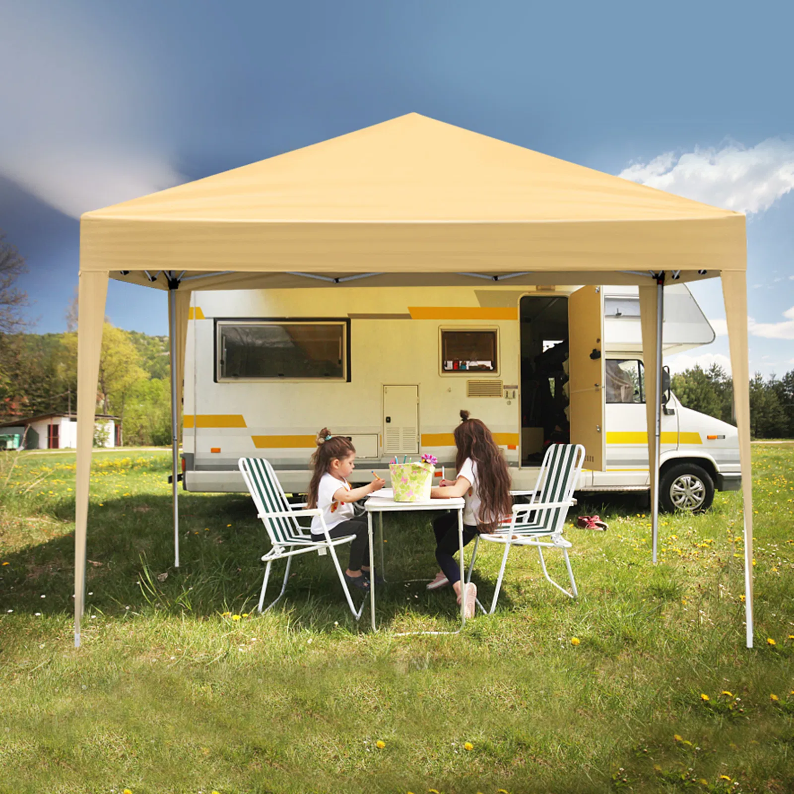 3 x 3m Two Doors & Two Windows Practical Waterproof Right-Angle Folding Tent Khaki image 12