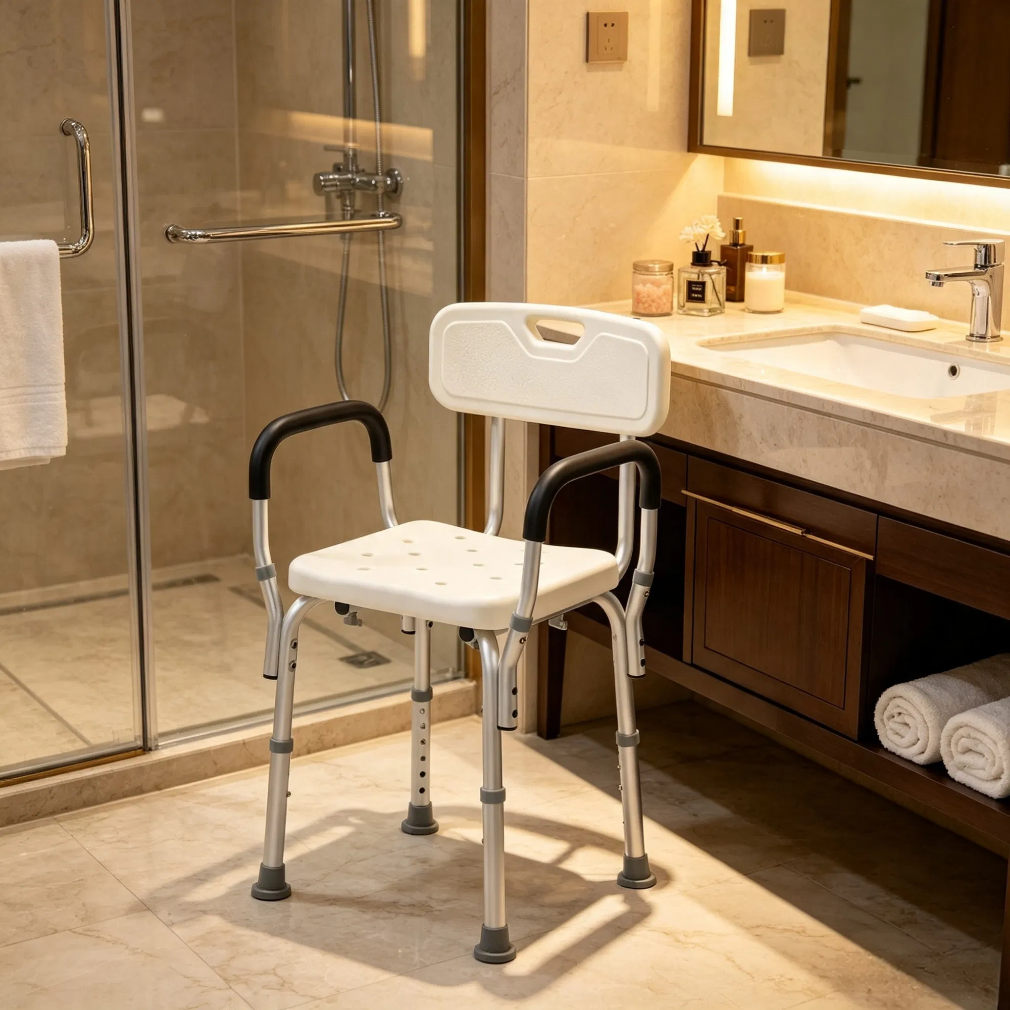 Adjustable Shower Chair with Back, picture 3 of 5