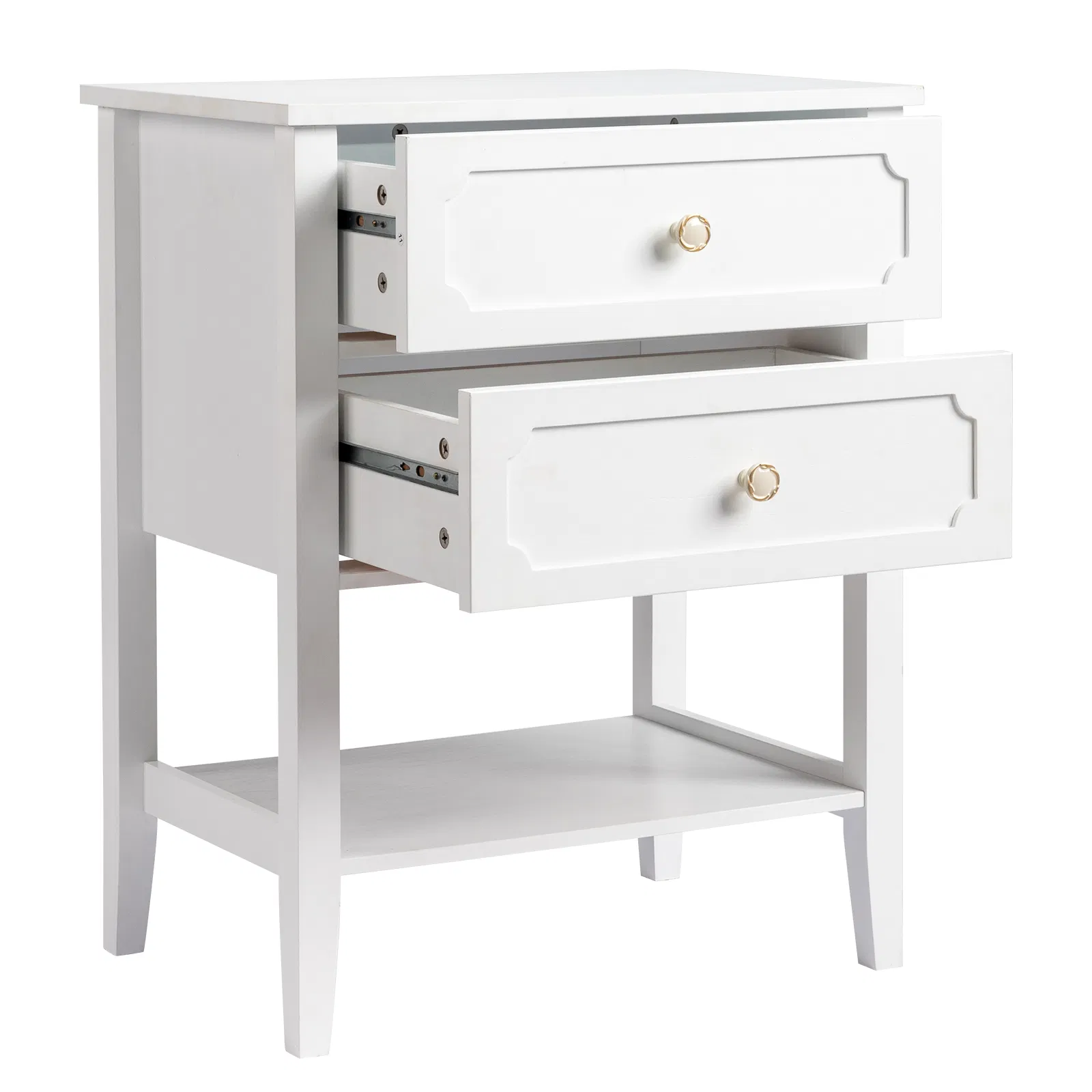 Wood Nightstand with 2 Drawers