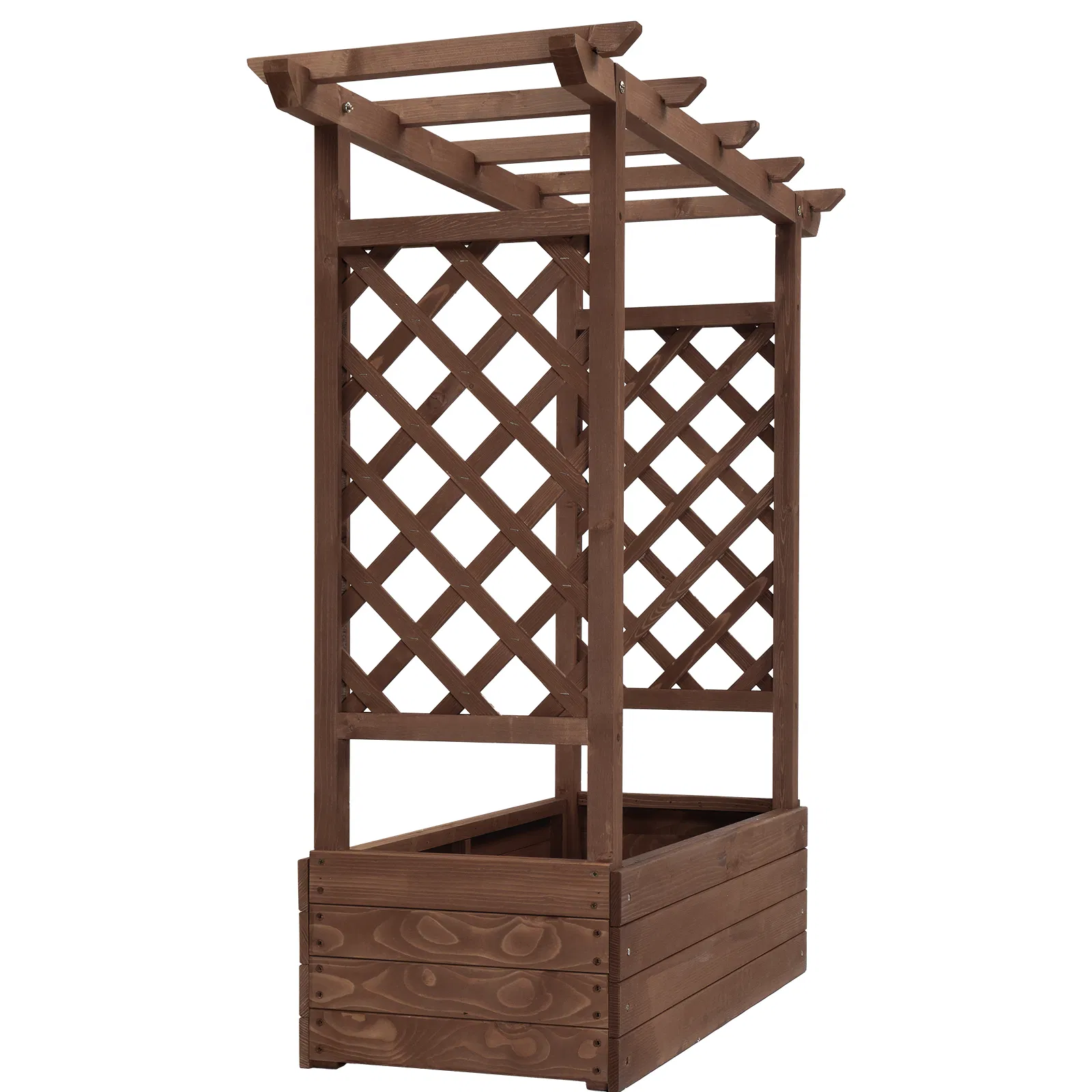43.5*17.5*44.5 In Fir With Arched Lattice Raised Garden Bed Wooden Planting Frame Carbonized image 10
