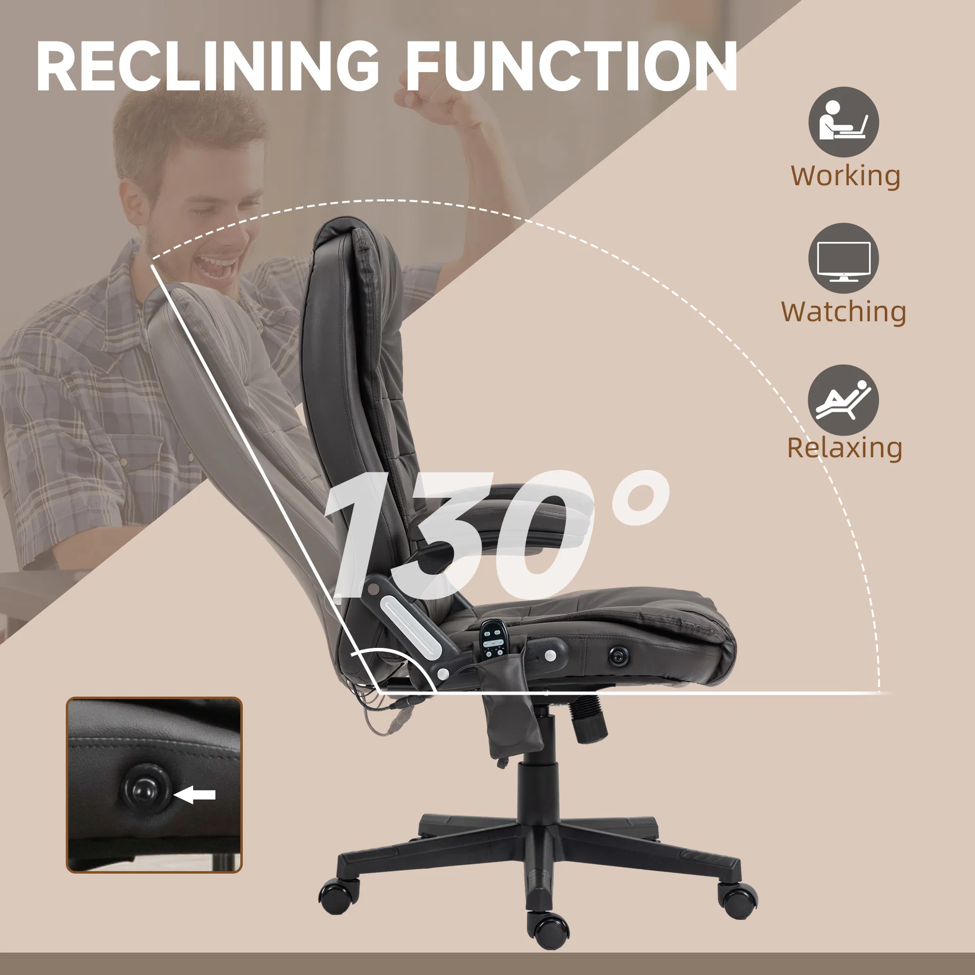 Office Chair Heated Ergonomic Massage Swivel Vibrating High Back — photo 5