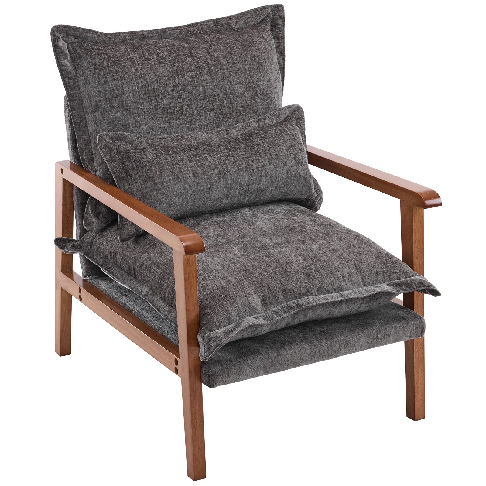 Cloud Shaped Indoor Leisure Chair with Solid Wood Armrest & Solid Wood Frame, Chenille Fabric Accent… image 10