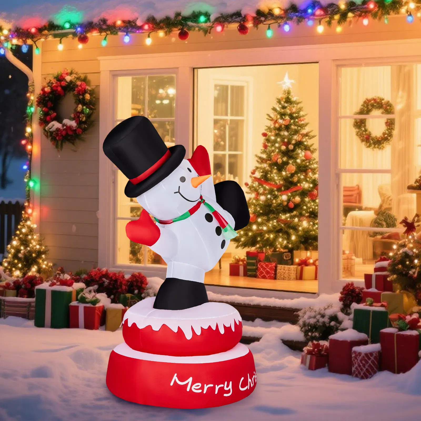 4.8FT Lighted Christmas Inflatable Decoration, Large Rotating Snowman with Motor, Funny Blow Up Yard… image 10