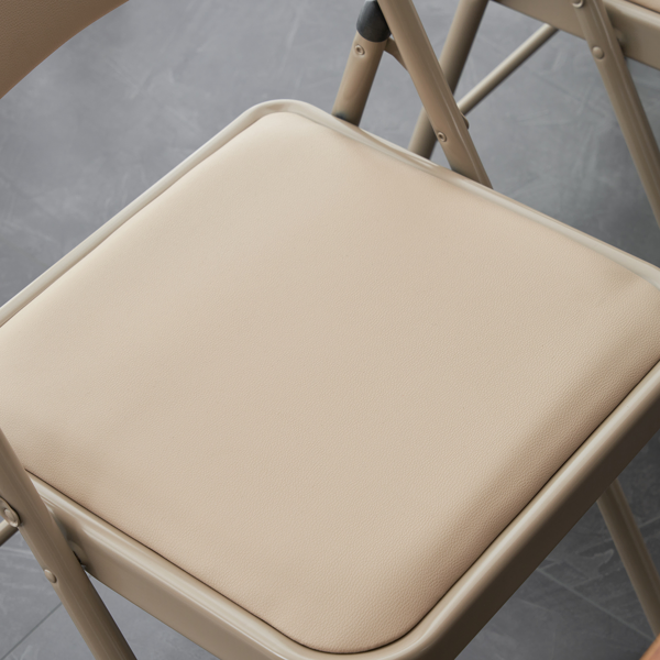6pcs Elegant Foldable Iron & PVC Chairs for Convention & Exhibition  Light Brown-72