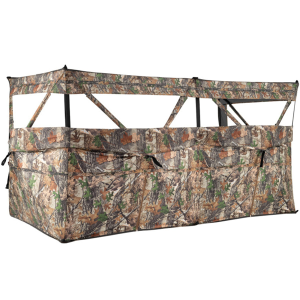 360° Panoramic Hunting Blind - 4 One-Way See-Through Panels, Modular Setup with Dog Doors (Camouflage)-3