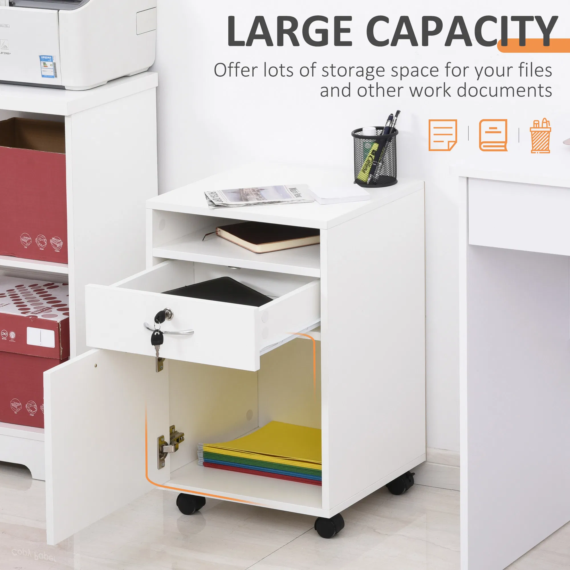 Mobile Filing Cabinet with Lock, picture 4 of 5