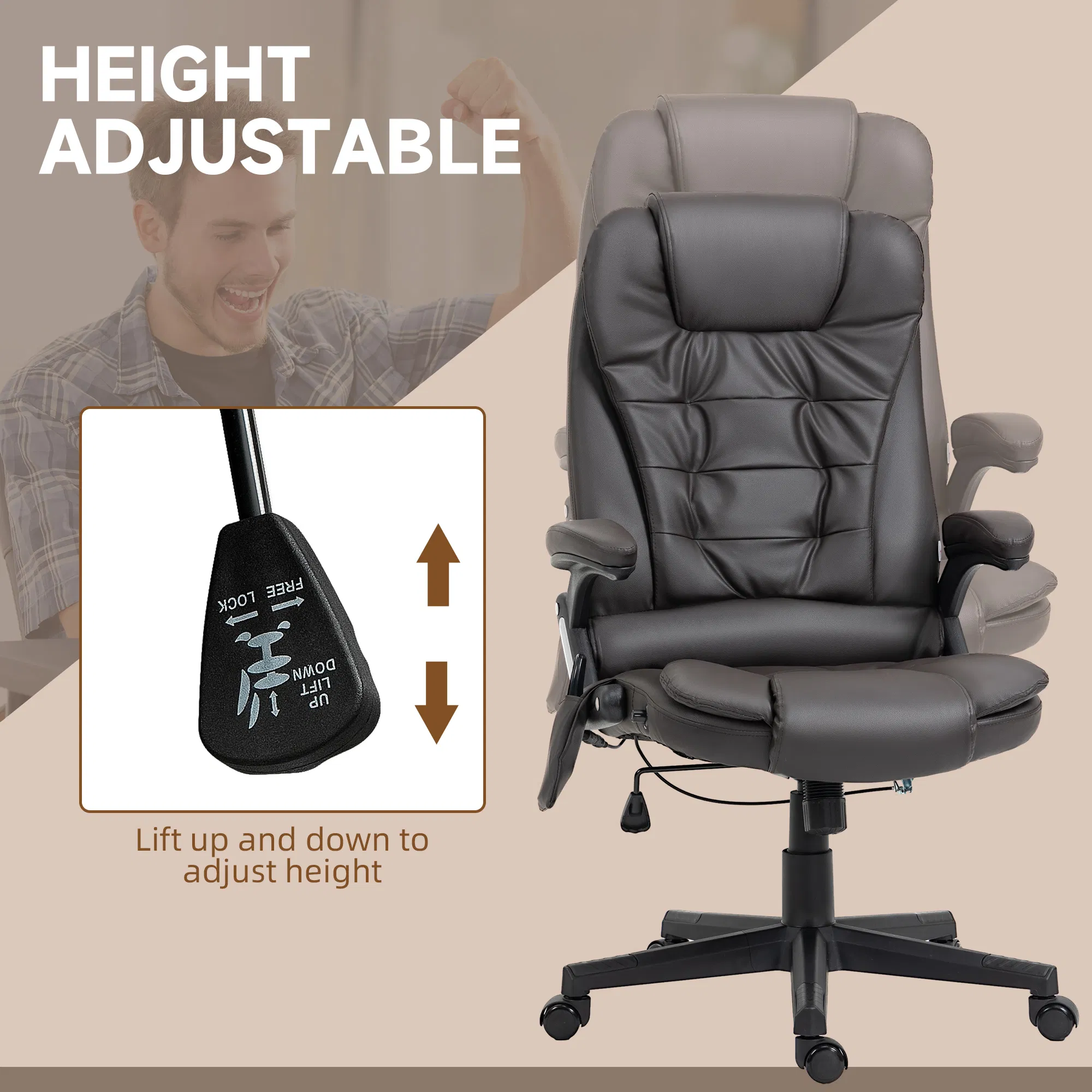 Office Chair Heated Ergonomic Massage Swivel Vibrating High Back — photo 7