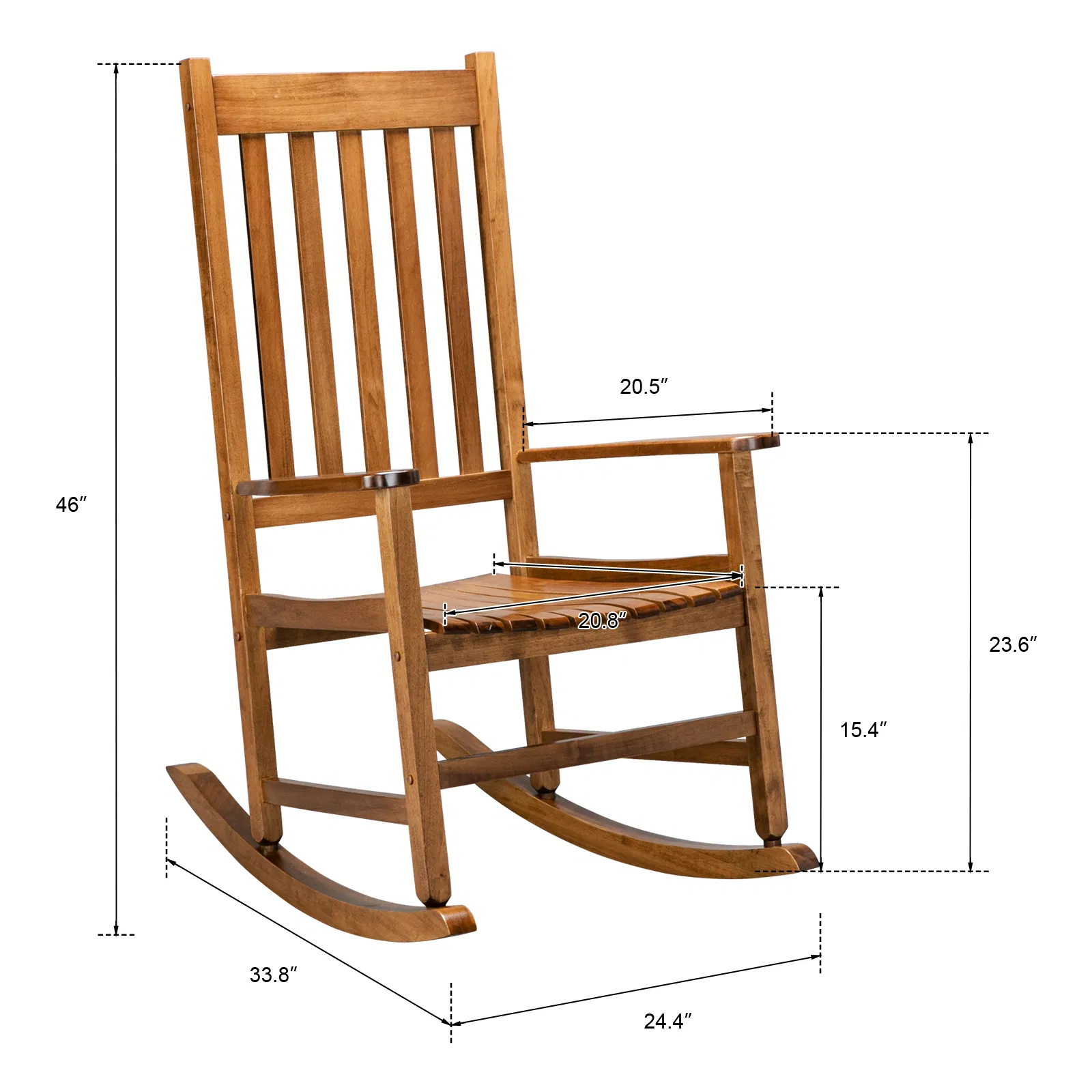 68.5*86*115CM Square Wooden Rocking Chair Original Color image 5