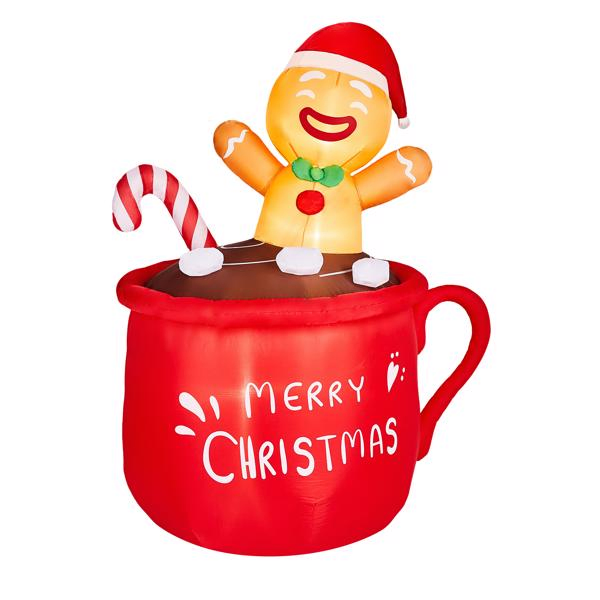 6.5FT Lighted Christmas Inflatable Decoration, Inflatable Gingerbread Man in Cup, Funny Blow Up Yard Decorations with Built-in LED Lights for Holiday Party Front Yard Lawn Garden Decor-23