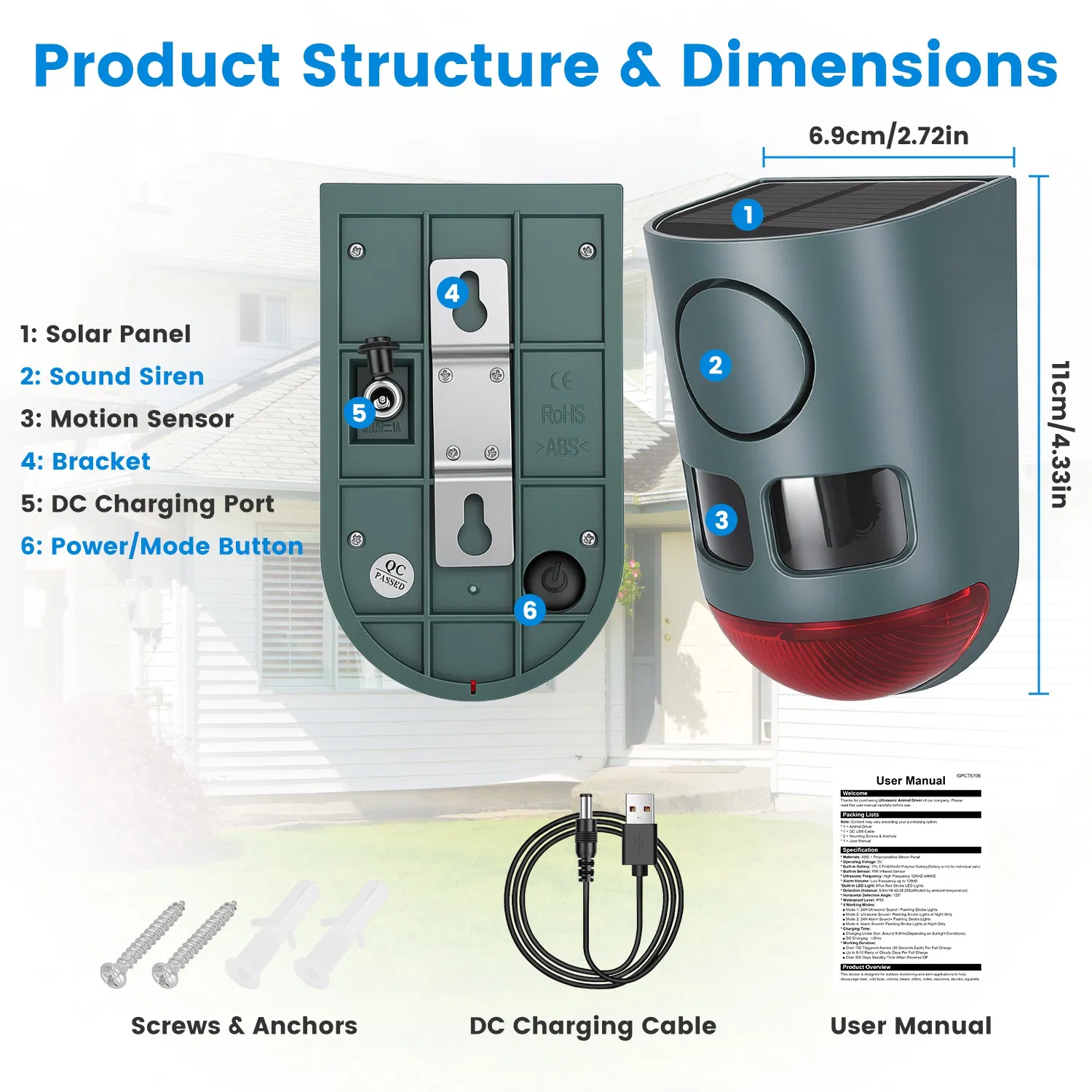 3-In-1 Ultrasonic Solar Animal Repeller Motion Activated Animal Repellent image 8