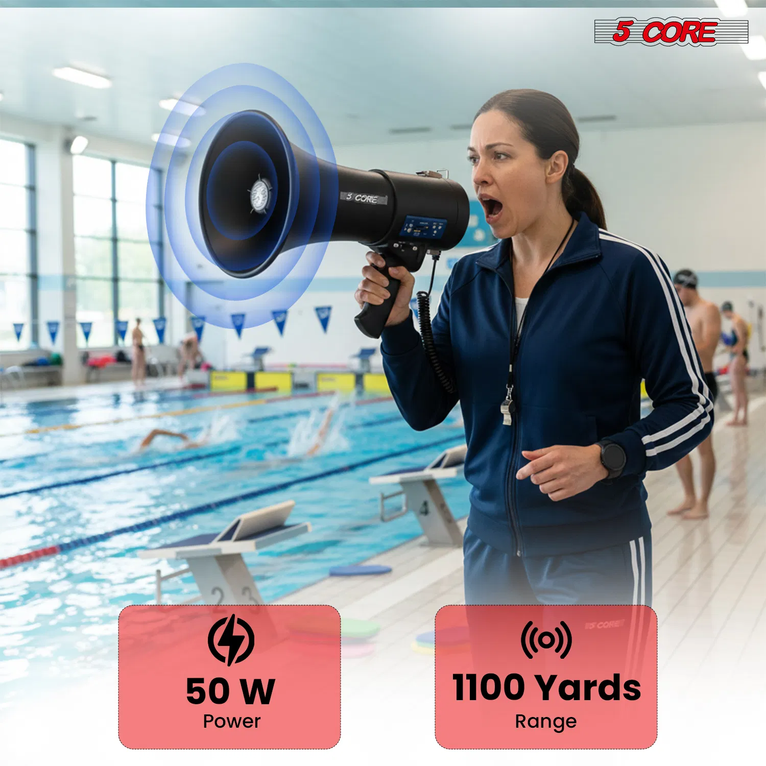 5 Core Megaphone Speaker 100/50W Loud Rechargeable/ Battery Power Bullhorn image 2