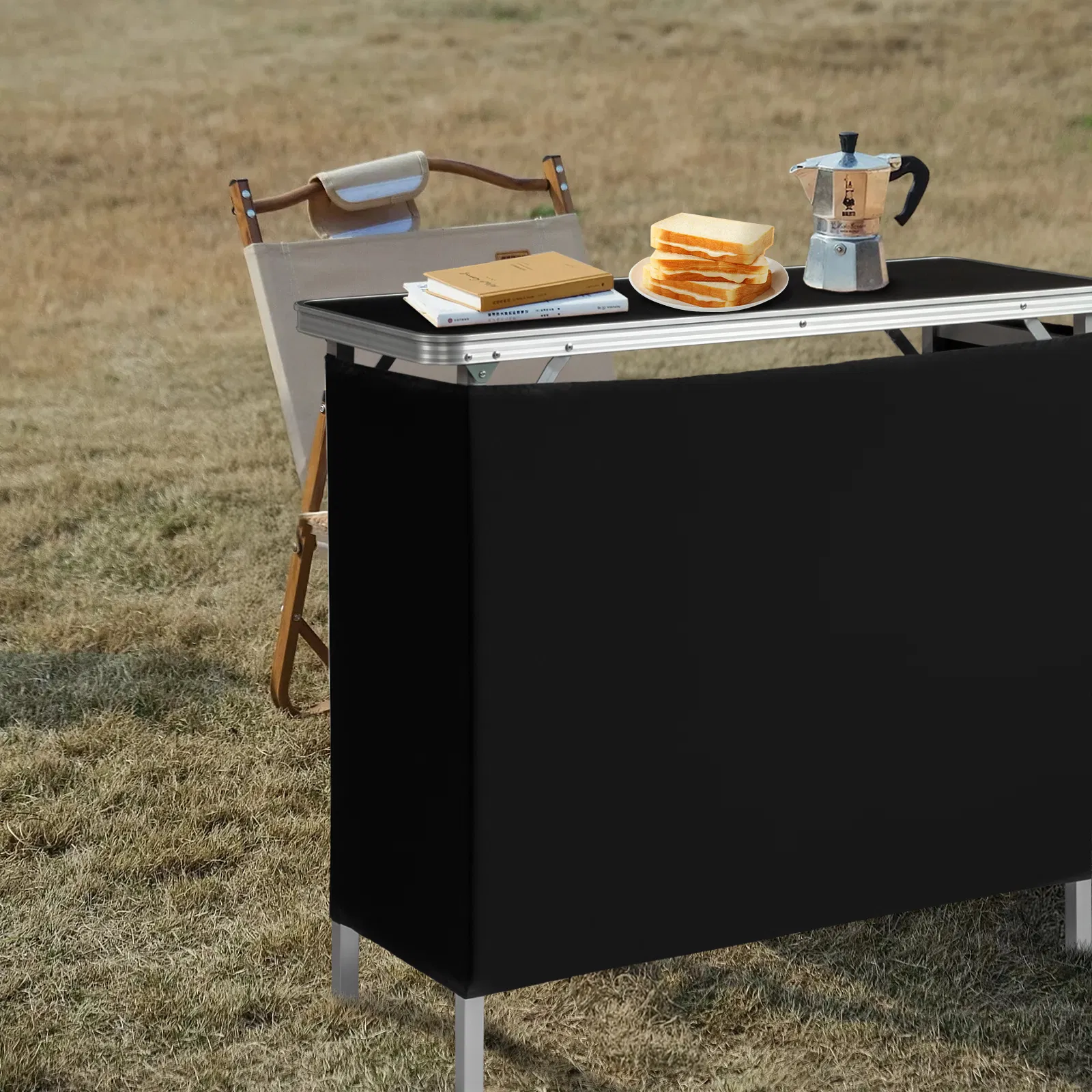 Portable Folding Bar Table with Shelf, Tradeshow Podium Table with Black Skirt and Carrying Bag, for… image 15
