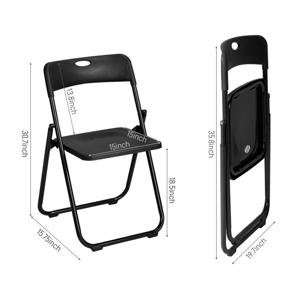 10 Pack Plastic Folding Chairs, Stackable Commercial Chairs, Portable Event Seats Indoor Outdoor for Home Event Party Picnic School Wedding, Black-16