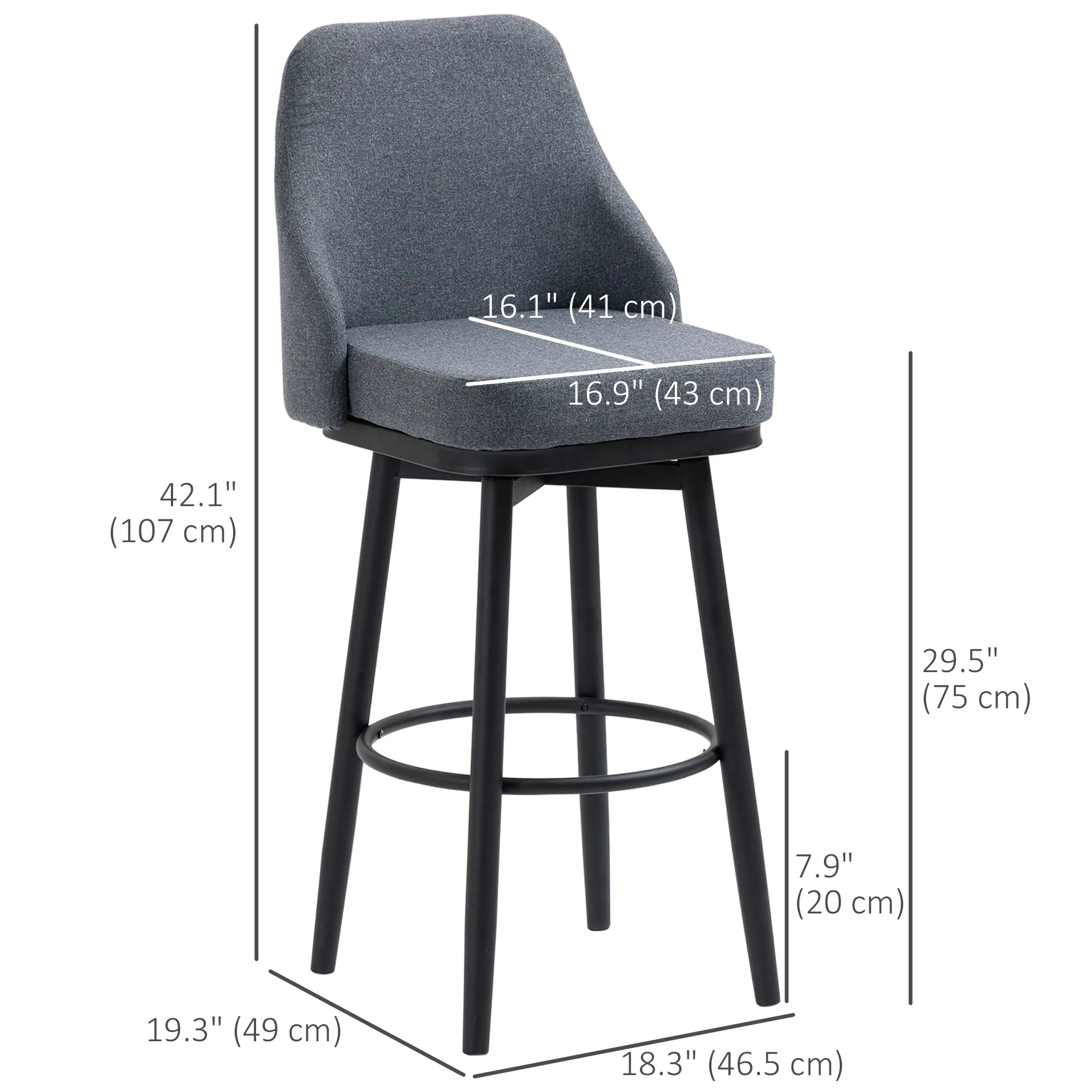 Swivel Bar Stools Set of 2, picture 4 of 5