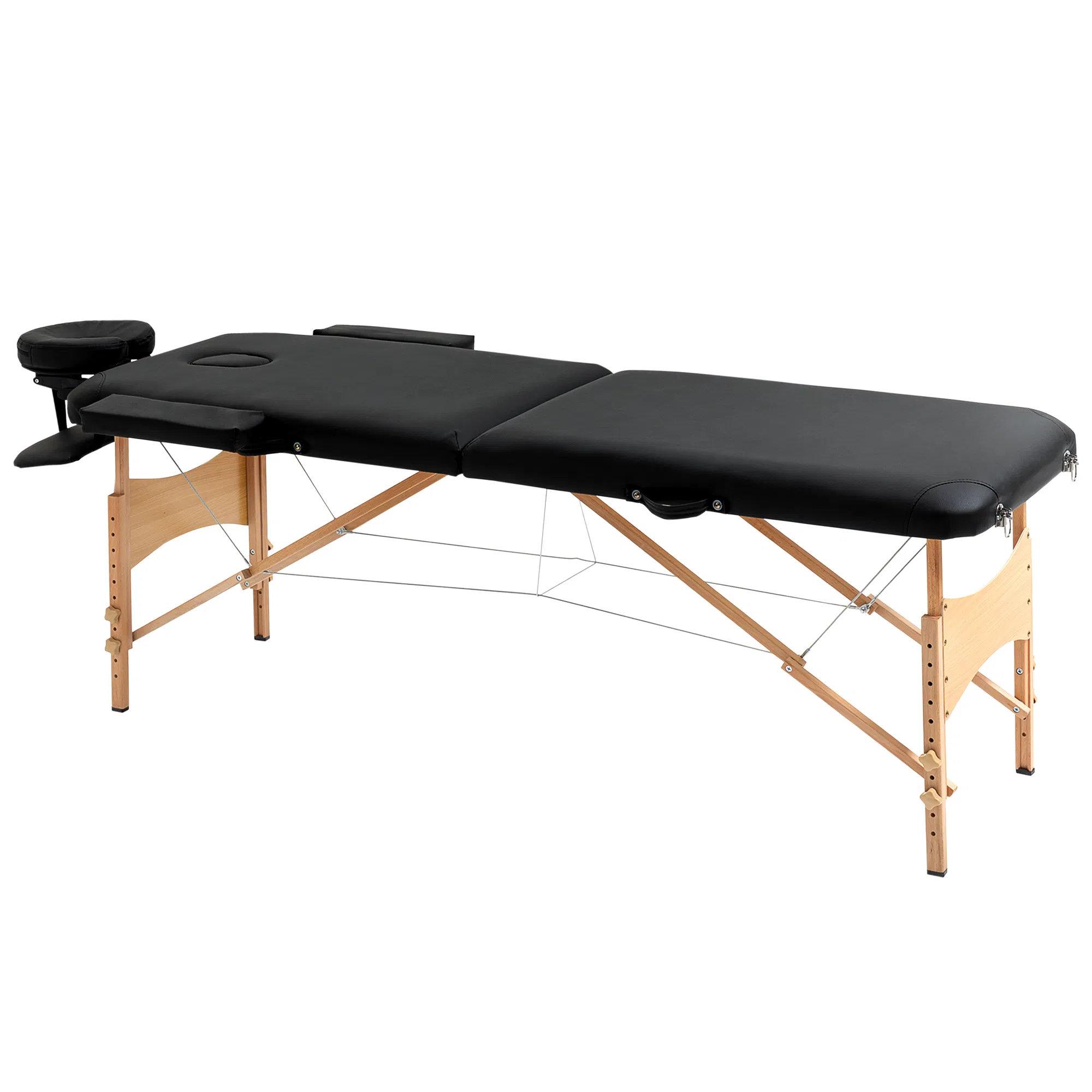 Professional 72" Portable Massage Table Adjustable Height Foldable Facial Spa Bed Black Color Salon