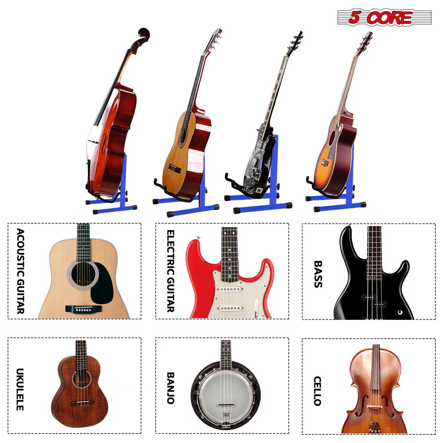 5 Core Guitar Stand A Frame w Soft Foam Arm Non Slip Rubber for Acoustic Electric Bass image 5