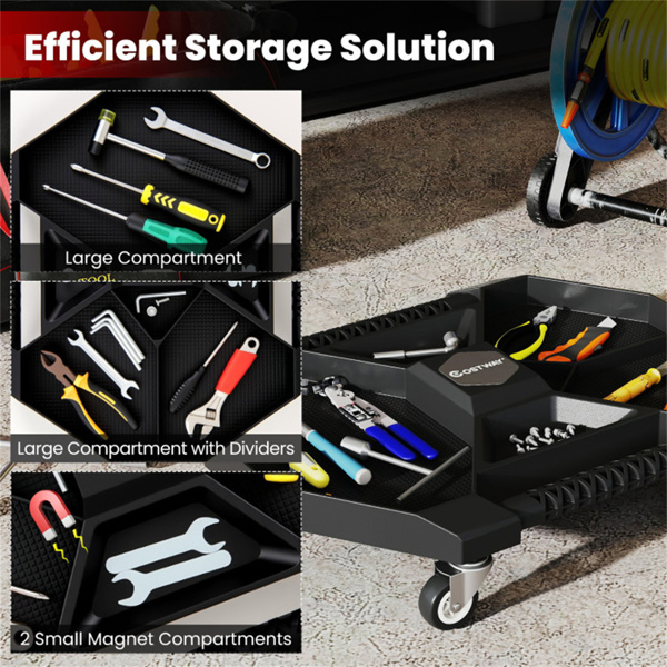 Rolling Tool Creeper PP PVC Storage Caddy with 360° Swivel Casters 30LBS Capacity-14