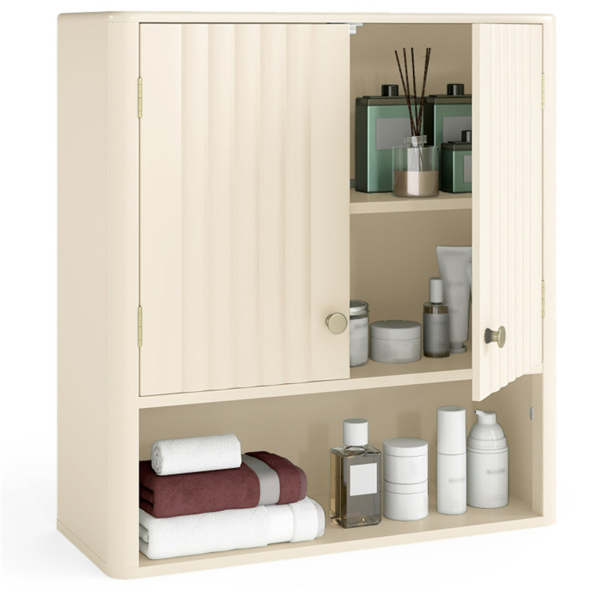 Beige Fluted Wall Cabinet (21.5