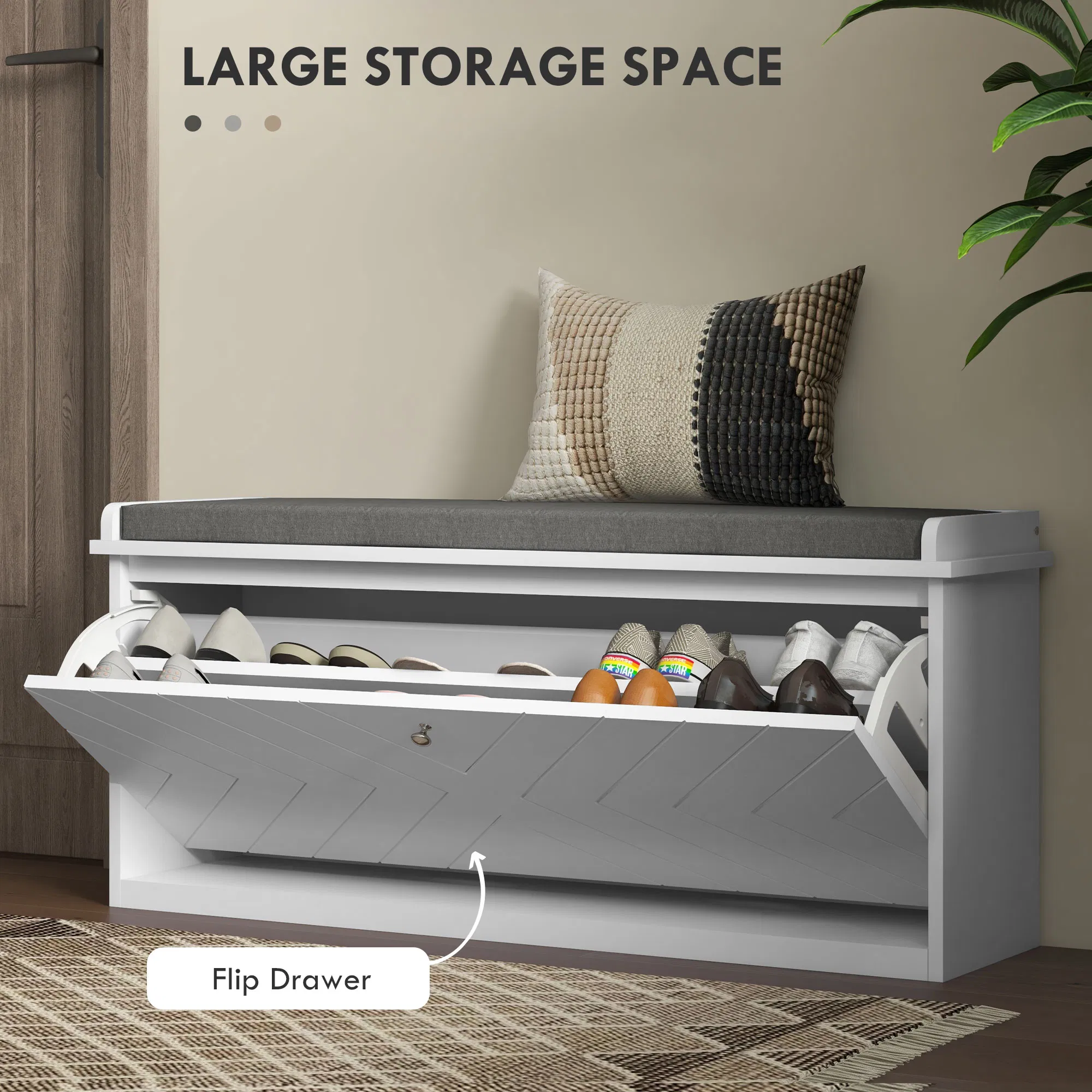 Upholstered Shoe Storage Bench, picture 3 of 5