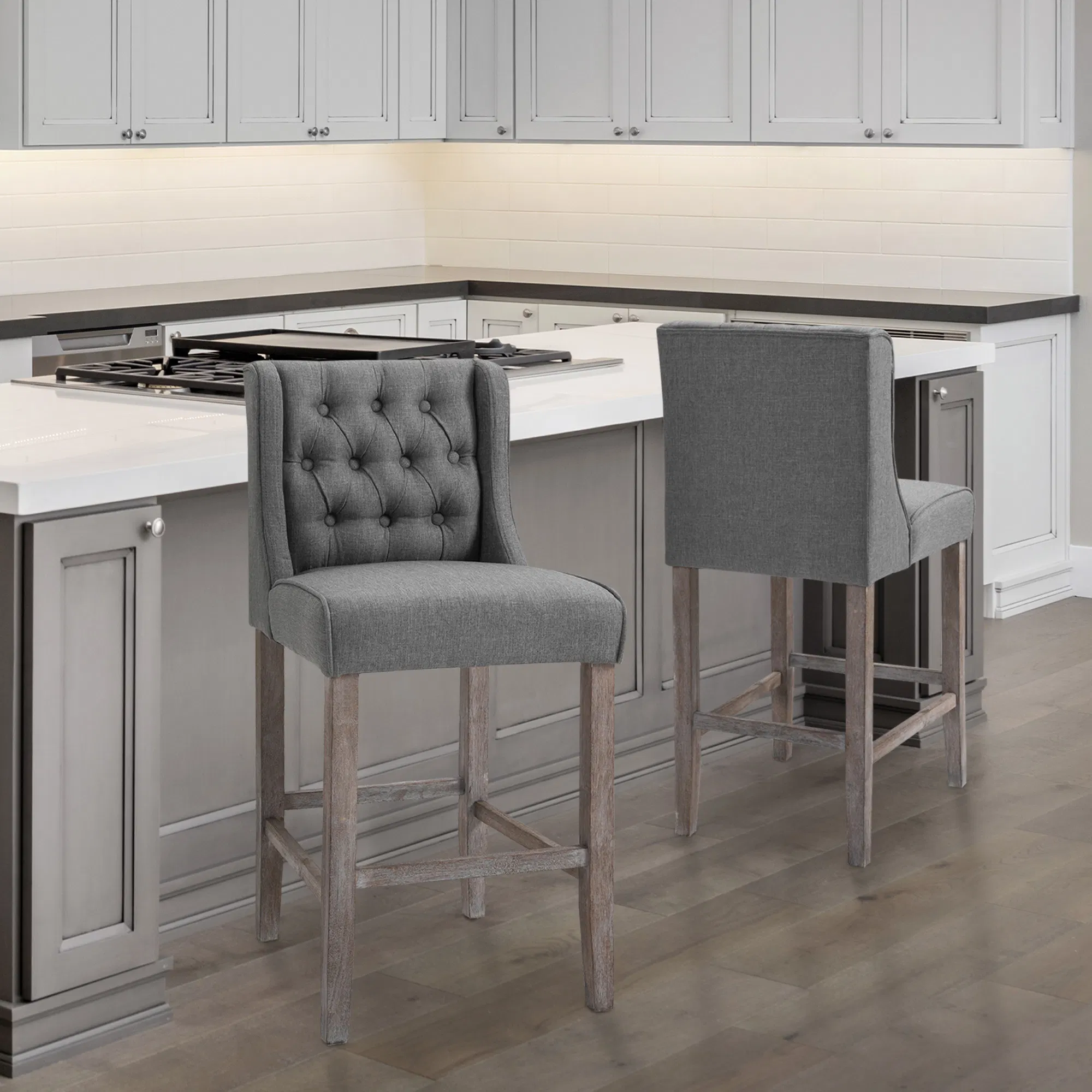 Button Tufted Bar Stools, picture 2 of 5