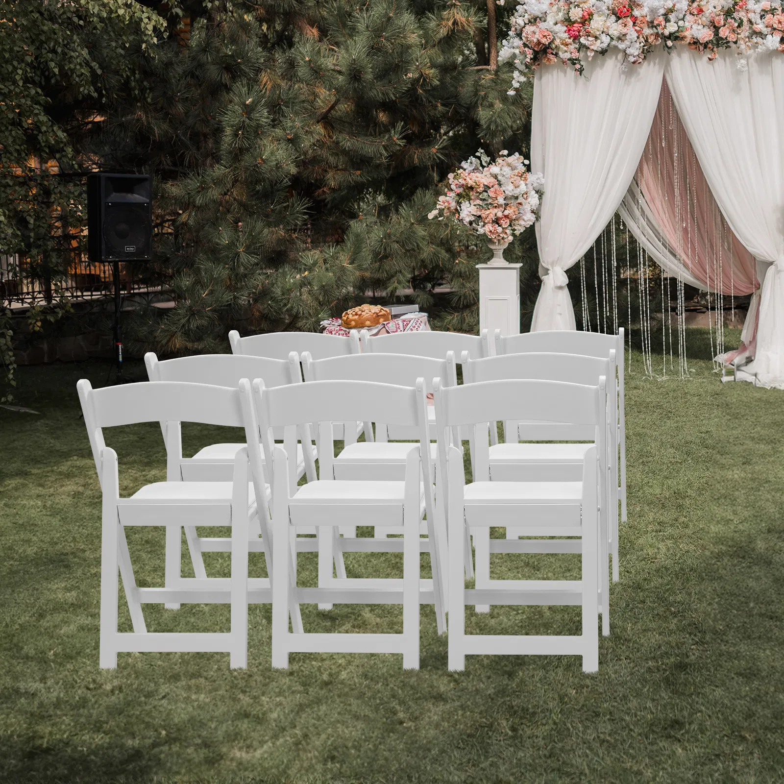 [Replacement 15868578]4 Pack Folding Chairs, Resin Chairs with Padded Seat, Comfortable Event Chairs… image 6