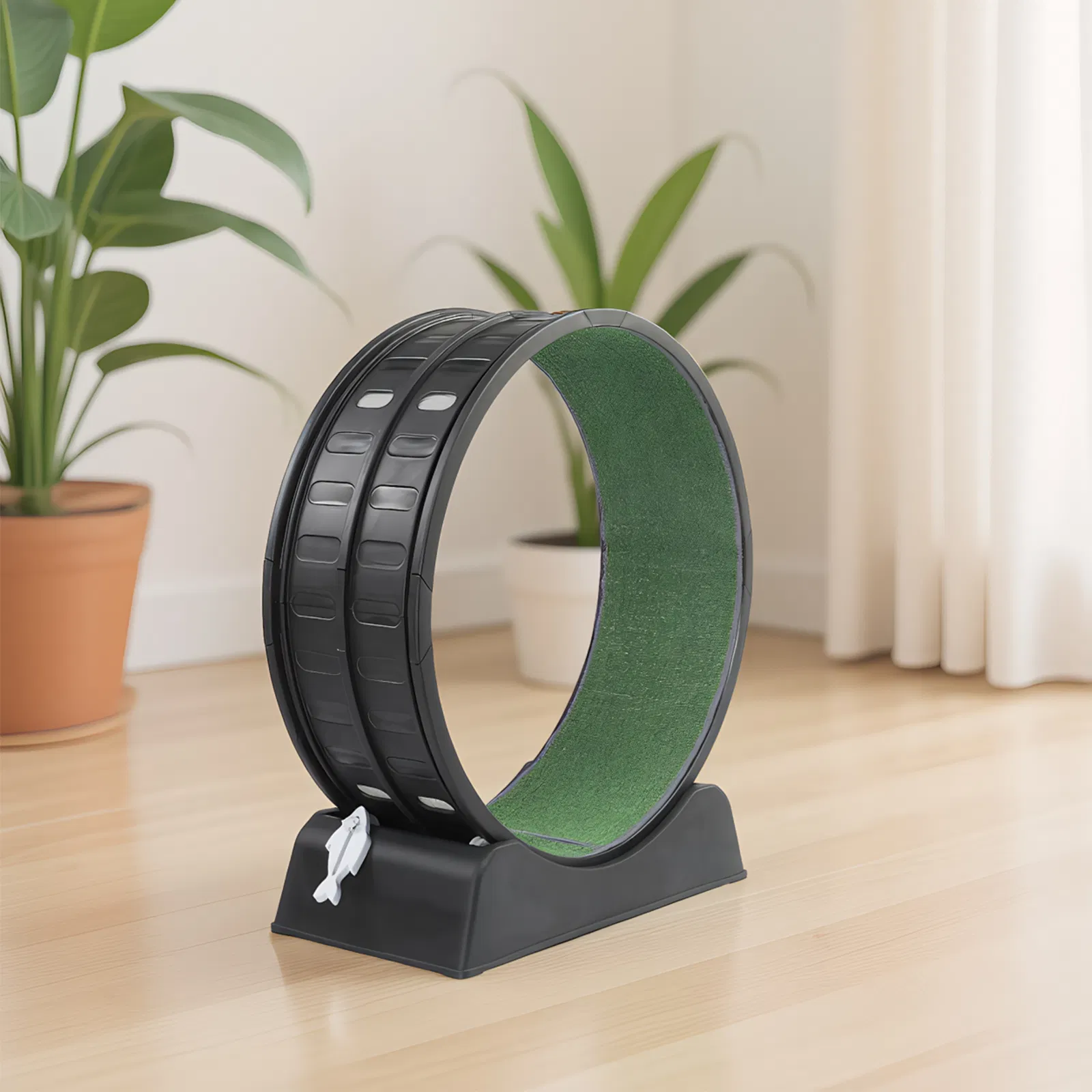 80*34*86CM Black PP track connector assembly, round shape with green carpet + 1 cat teaser stick, 15kg… image 2