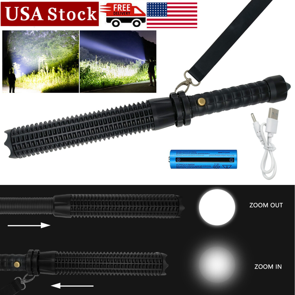 USB Rechargeable LED Flashlight Retractable Torch 3-Mode Zoomable Security Light Outdoor Flashlight Set-19