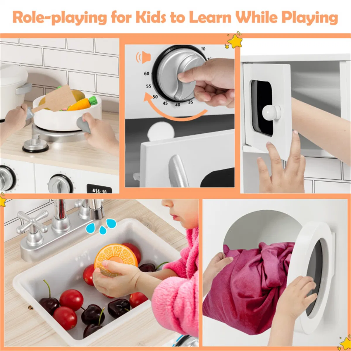 Kitchen Toy Wooden Kids Kitchen with Washing Machine β photo 6