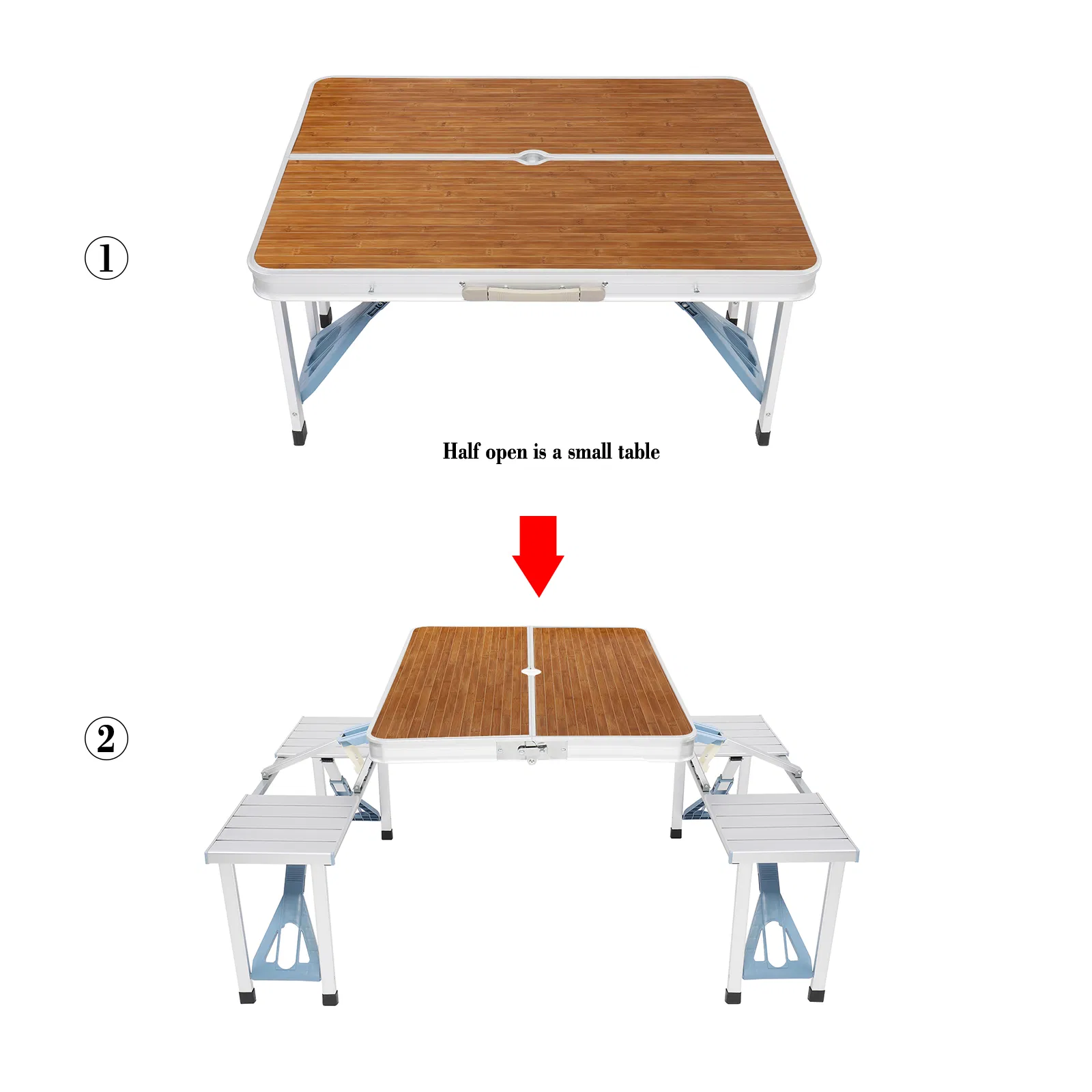 136*85.5*67cm 50kg Aluminum Alloy Table And Chair One Piece Camping One Piece Table And Chair Wood Grain… image 12