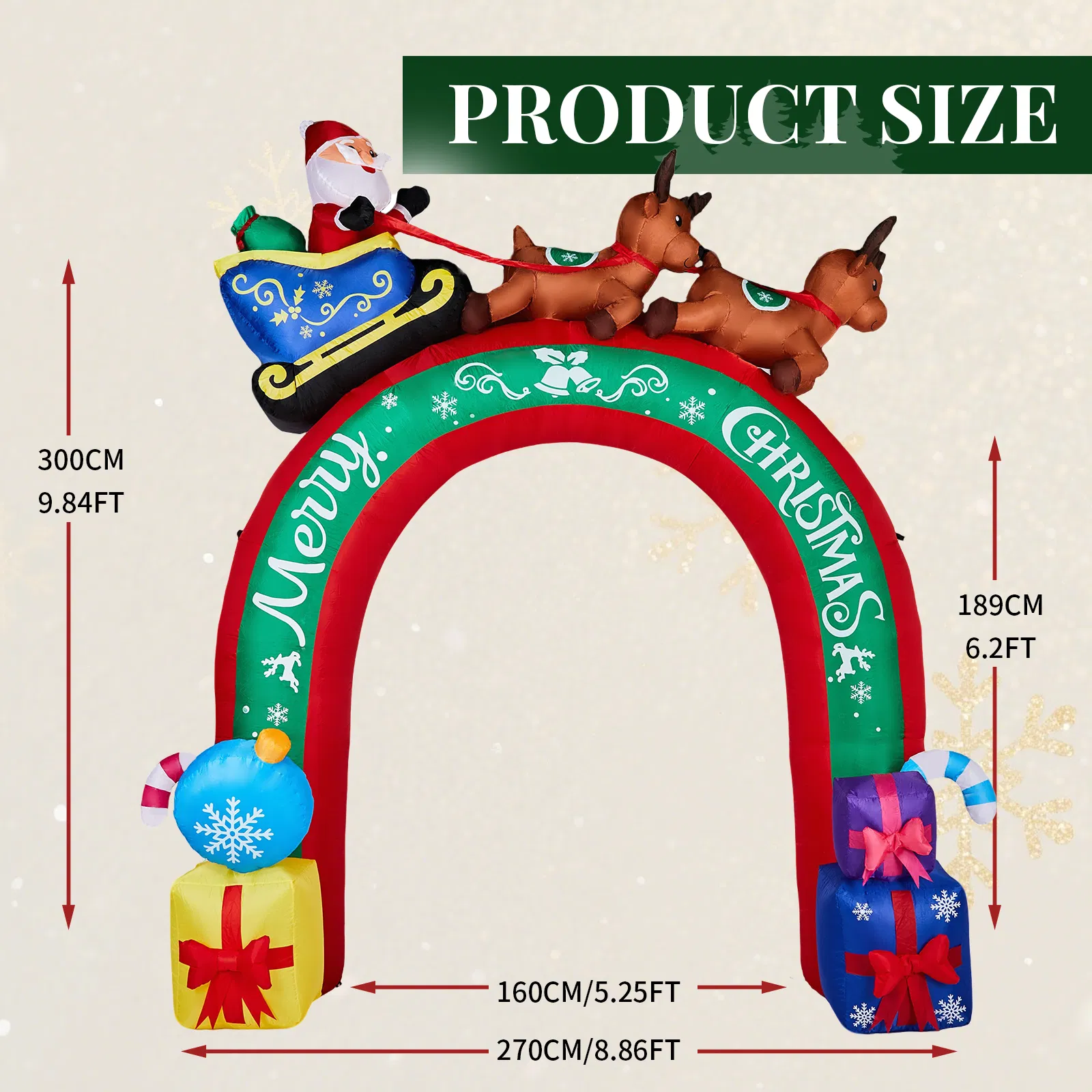 10FT Lighted Christmas Inflatable Archway, Inflatable Arch with Reindeer Pulling Santa's Sleigh, Blow Up… image 2