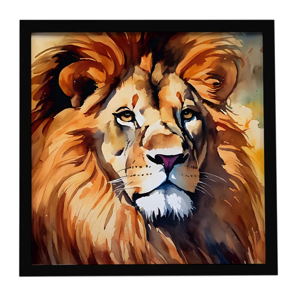 Lion Framed Metal Print, Square, picture 3 of 3