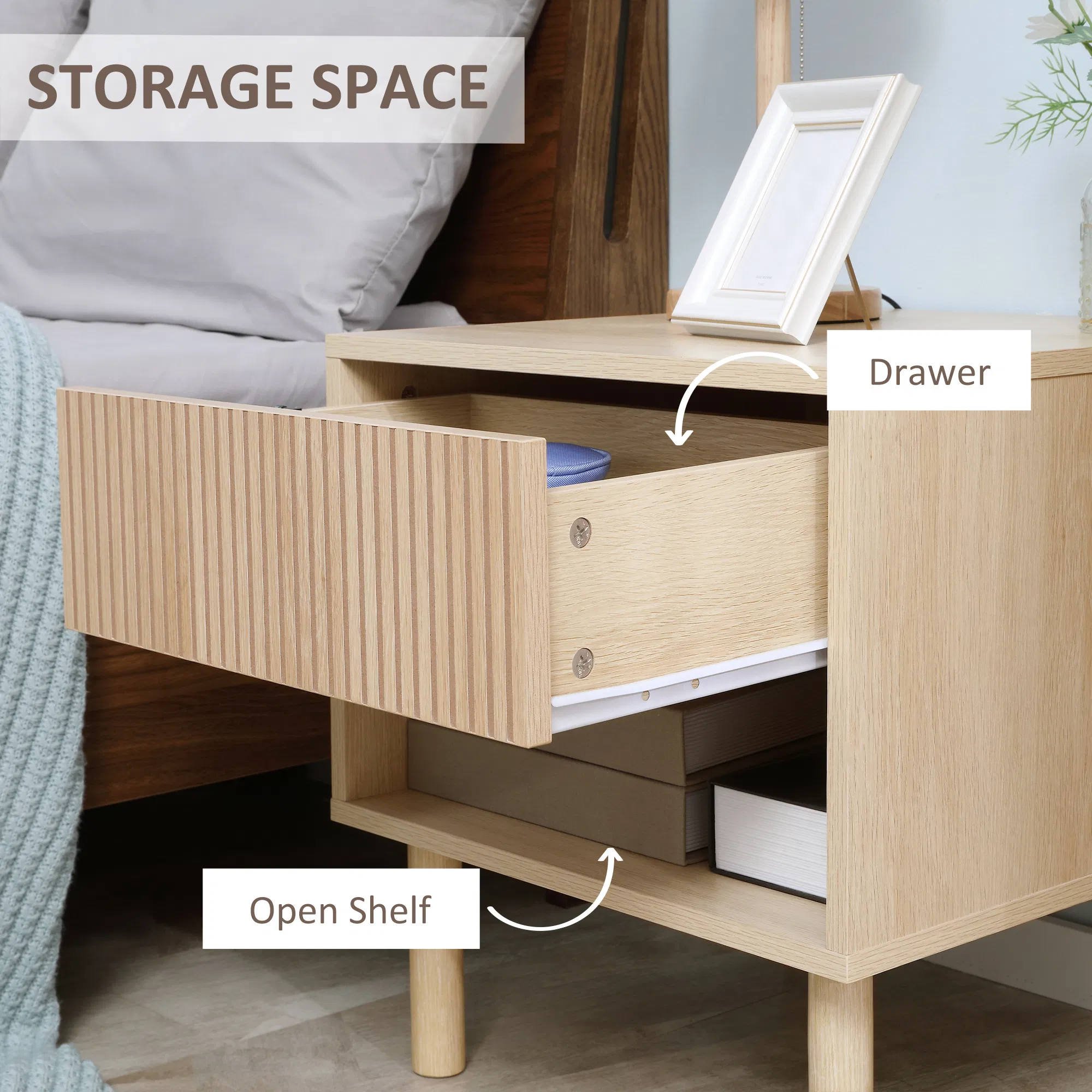 Bedside Table with Drawer, picture 4 of 5