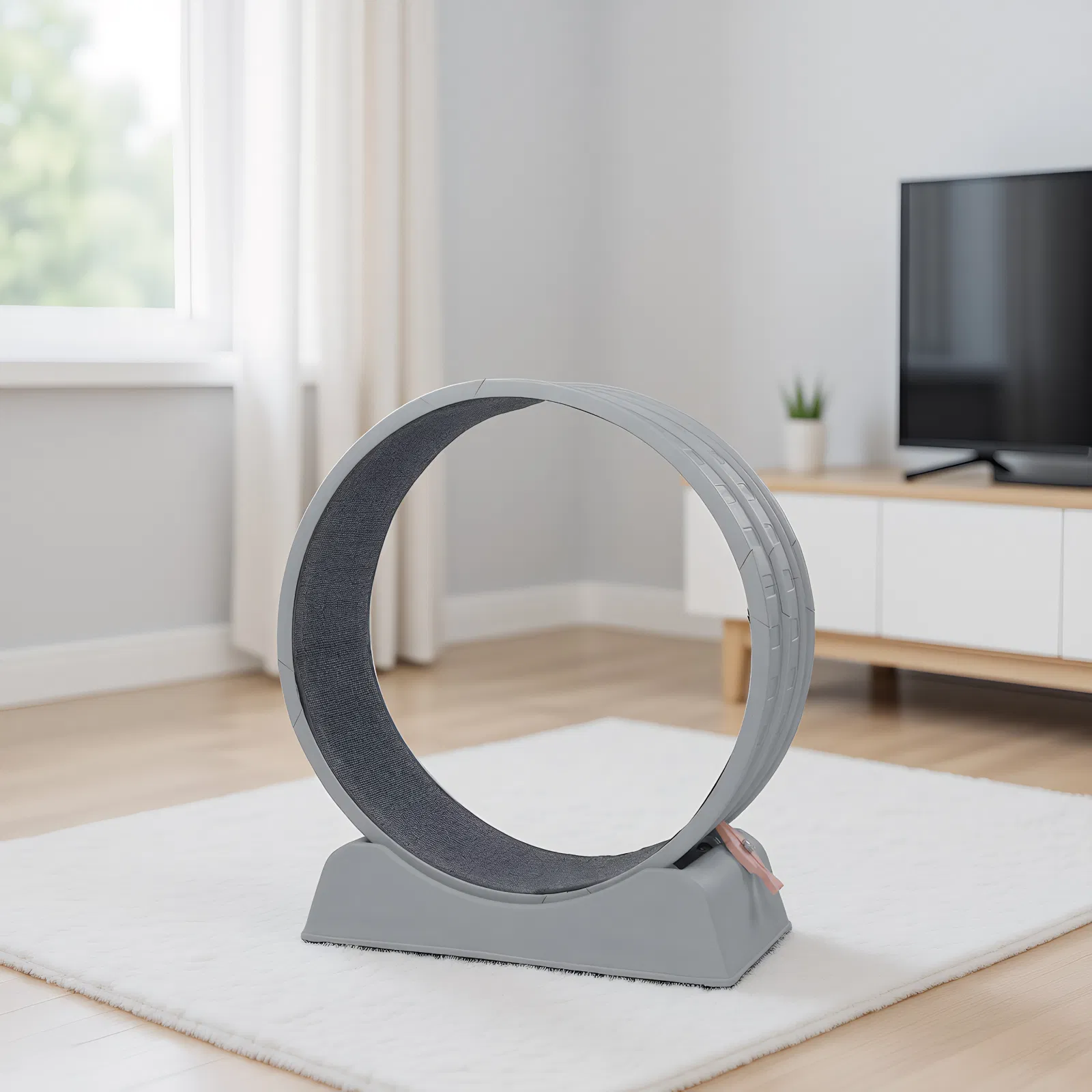 80*34*86CM, Gray PP track connector assembly, Round shape with gray carpet + 1 cat teaser stick, 15kg cat… image 3